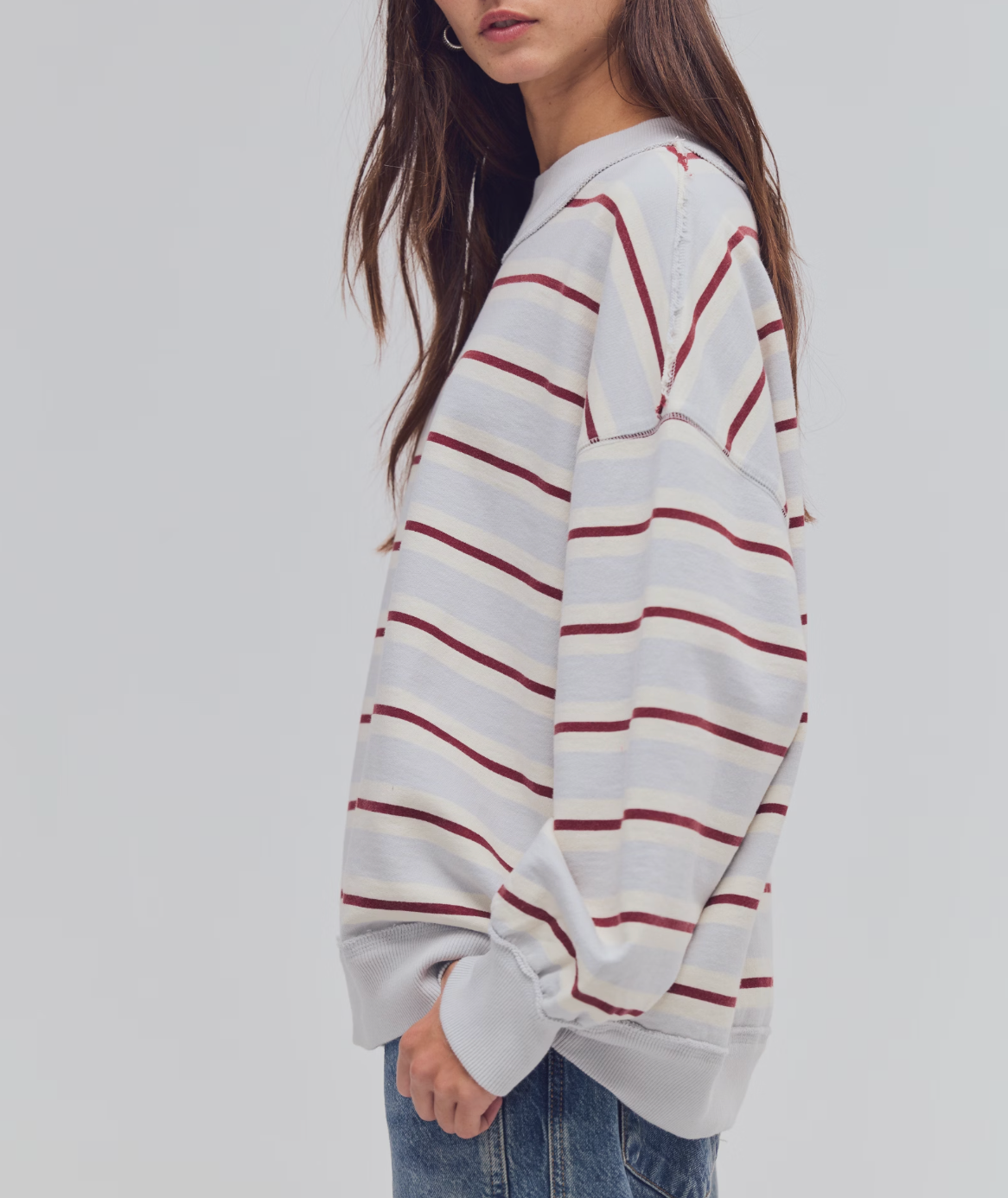 Free People - Palm Spring Striped Sweatshirt - Blue Combo