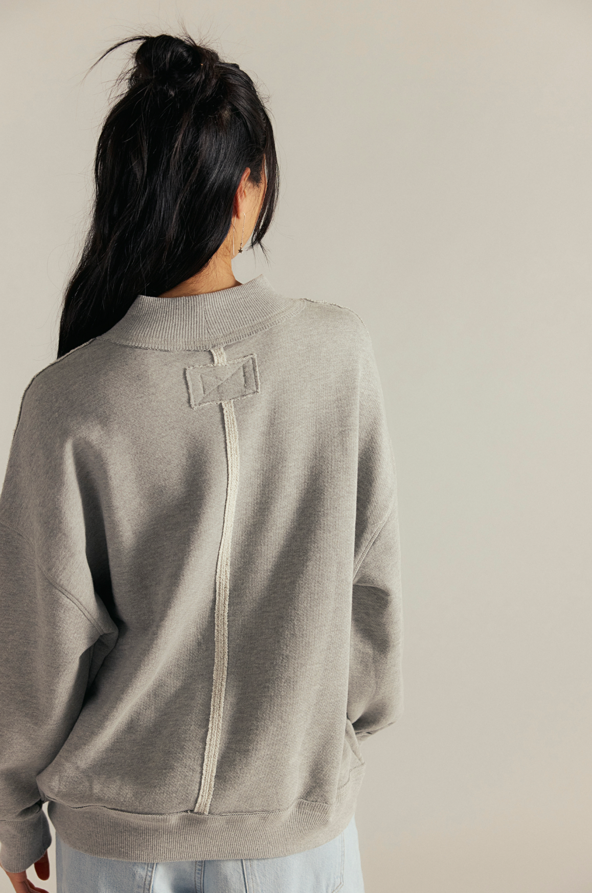 Free People - Palm Springs Turtleneck Sweatshirt - Heather Grey