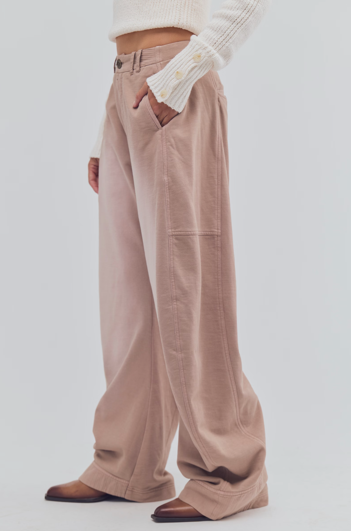 Free People Spotlight Knit Trouser - Stucco