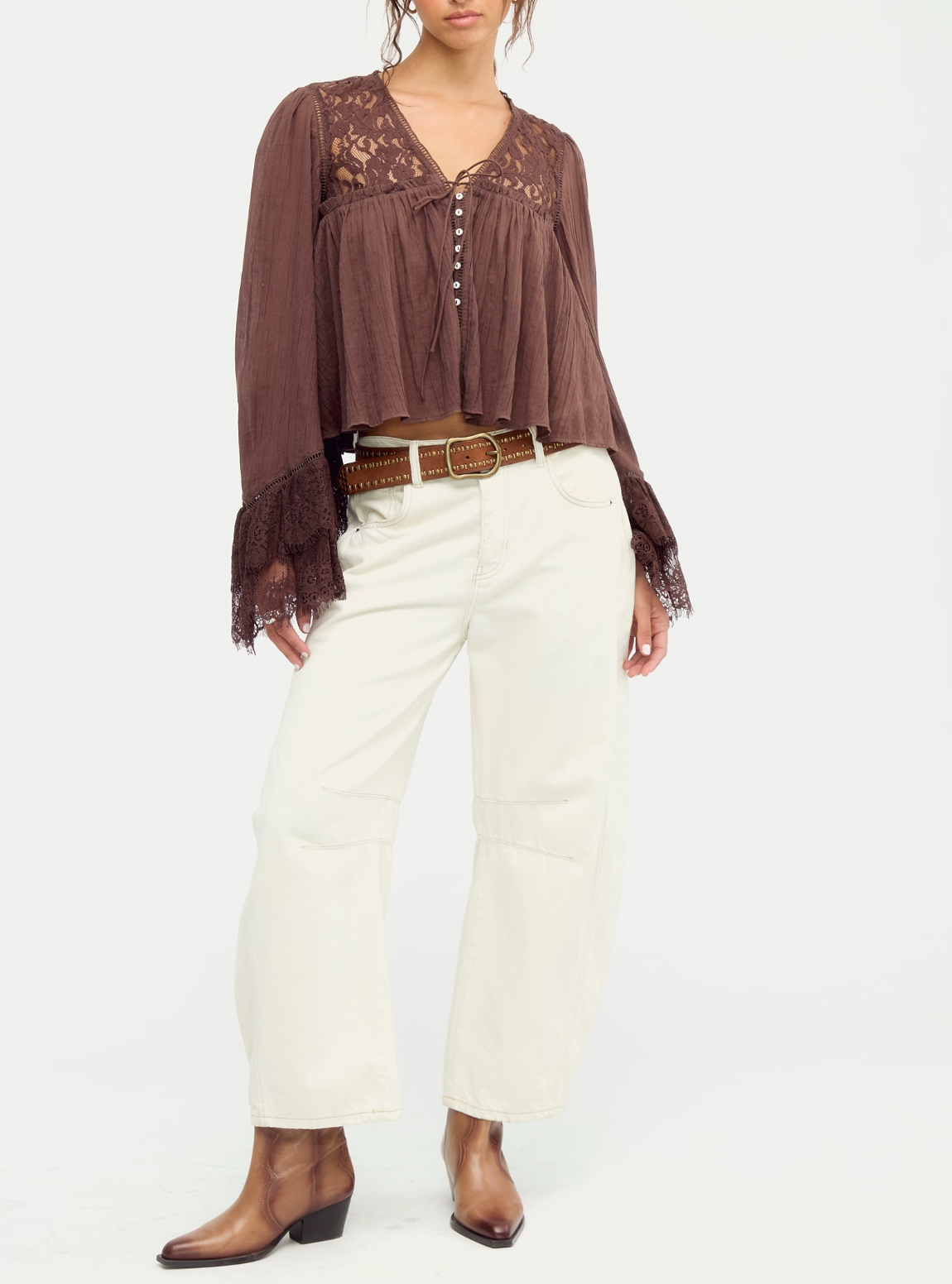 Free People - Ava Blouse - French Chocolate