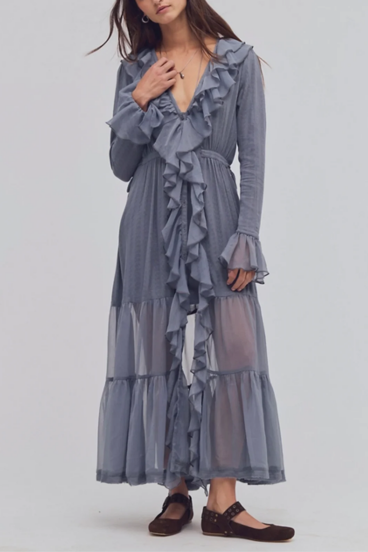 Free People Isla Midi Dress - Stone Valley