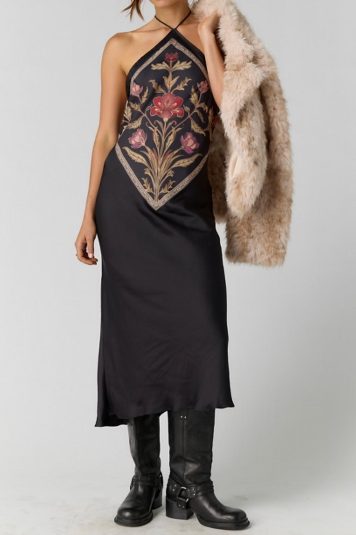 Free People Citrine Midi Dress - Espresso Combo