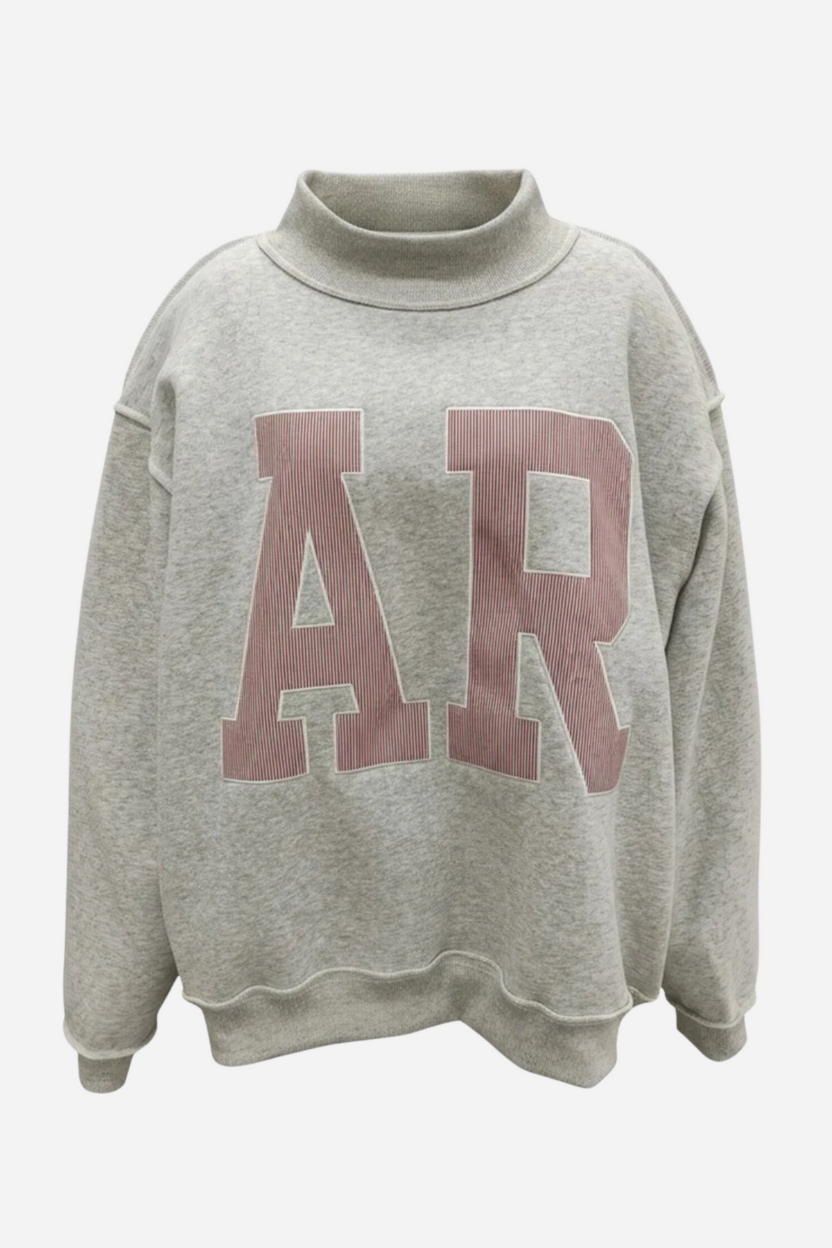 "AR" Striped Mock Neck Sweatshirt