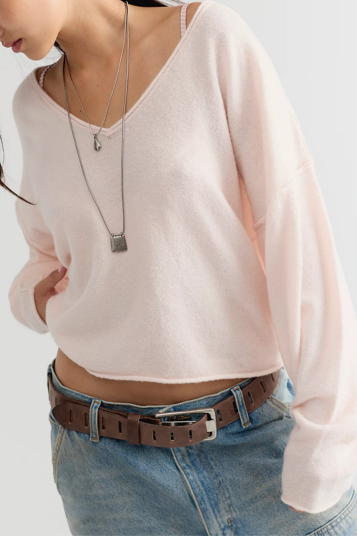 Free People - See Me V-neck Pullover - Ballet Slipper