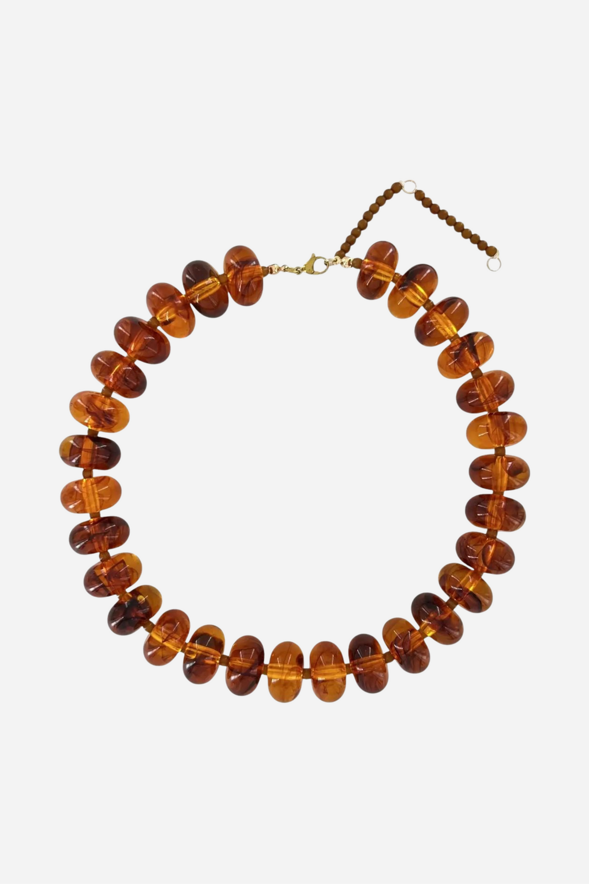 Rondelle Oversized Beaded Necklace — Honey Amber