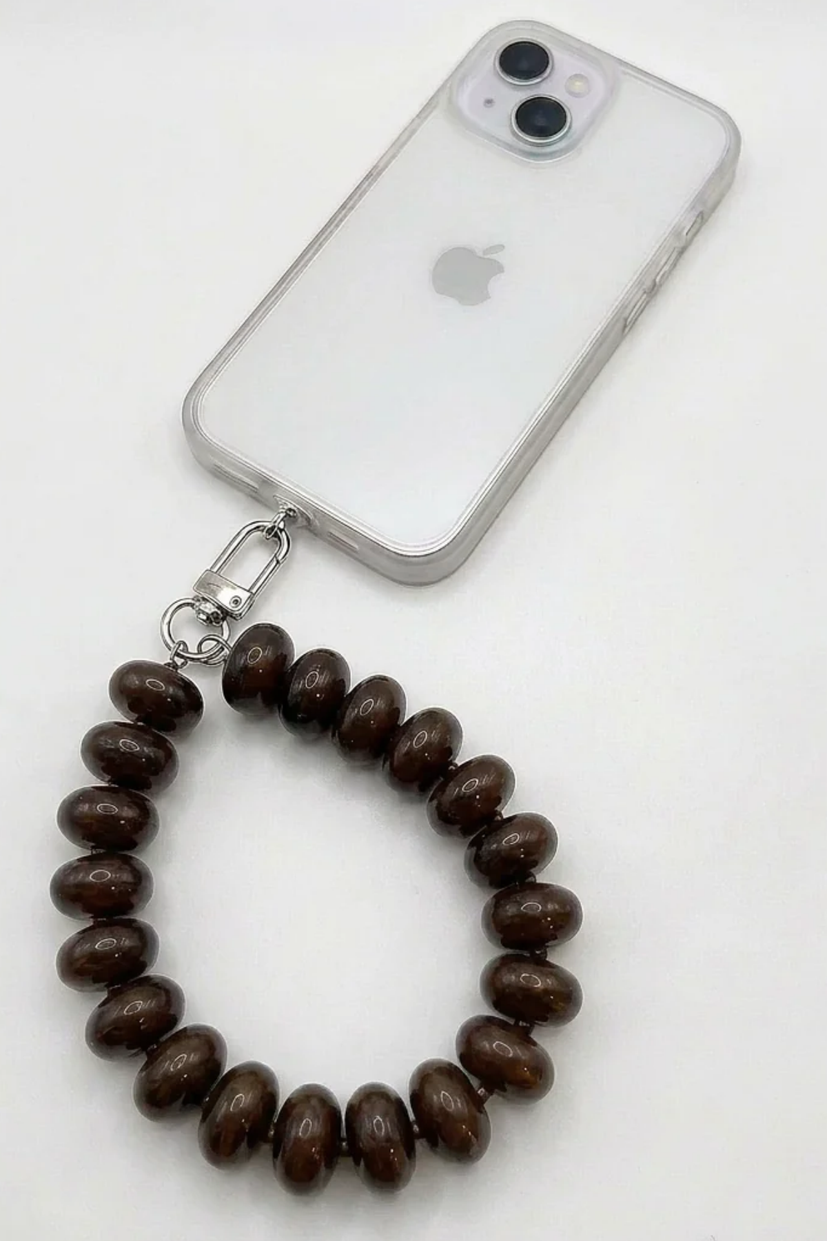 Rondelle Beaded Phone Chain — Chocolate Brown