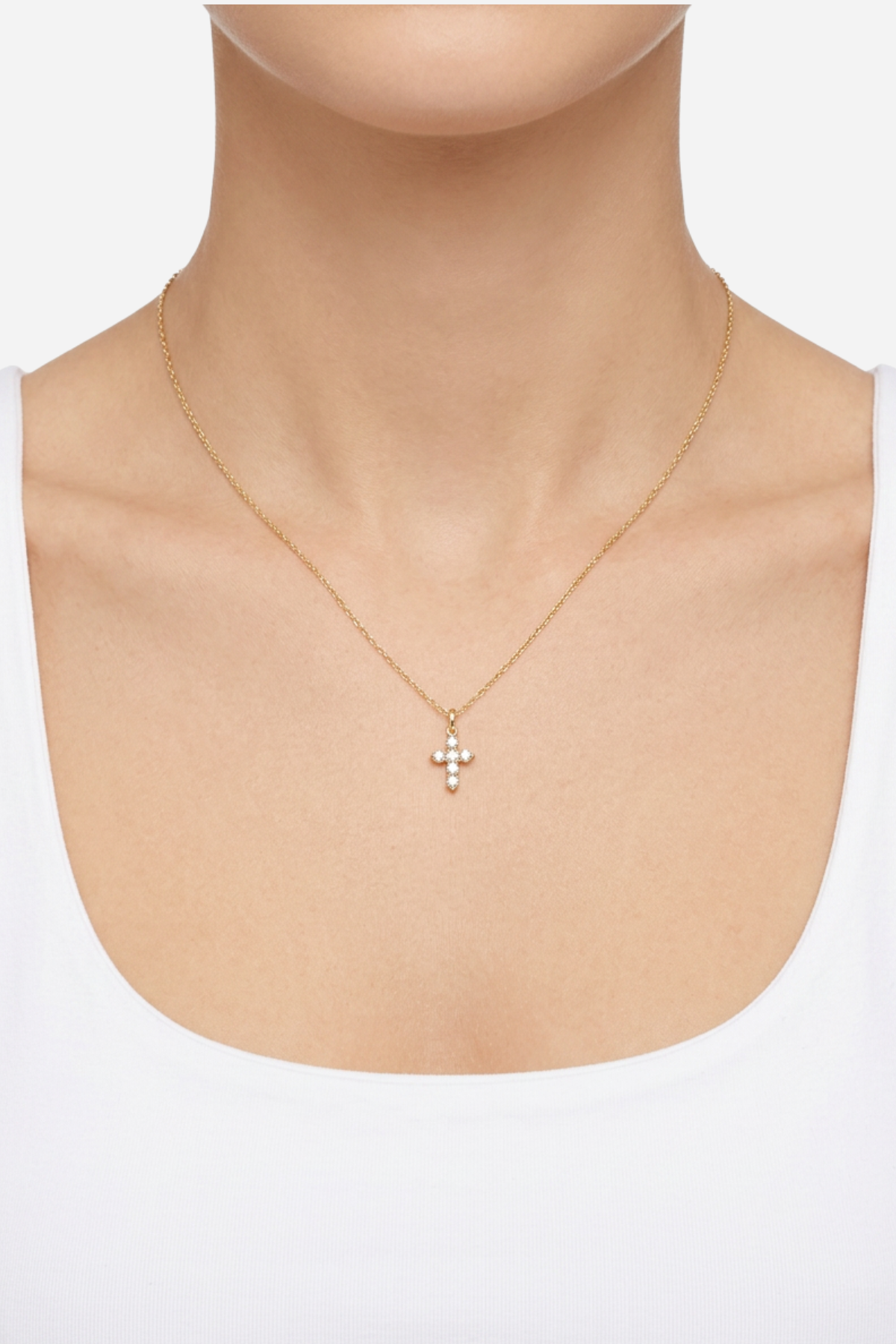 18K Mini Dainty Cross Necklace