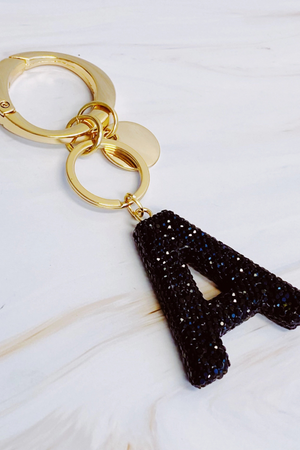 It Girl Glam Initial Key Chain - Black