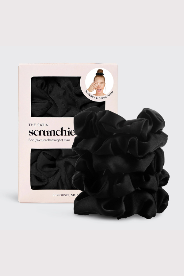 KITSCH - Satin Sleep Scrunchies - Black