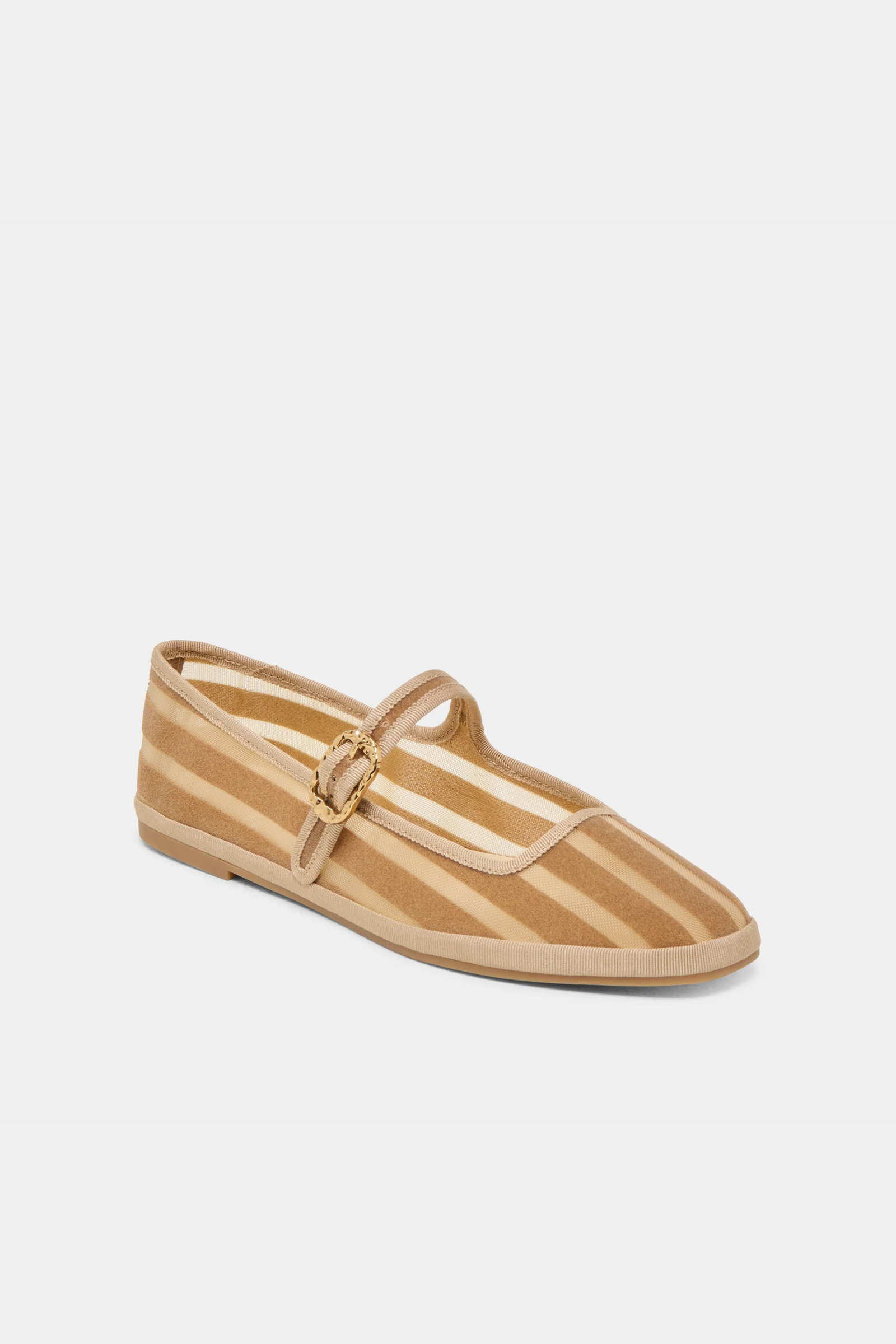 Dolce Vita Tameka Ballet Flats - Tan Stripe Mesh