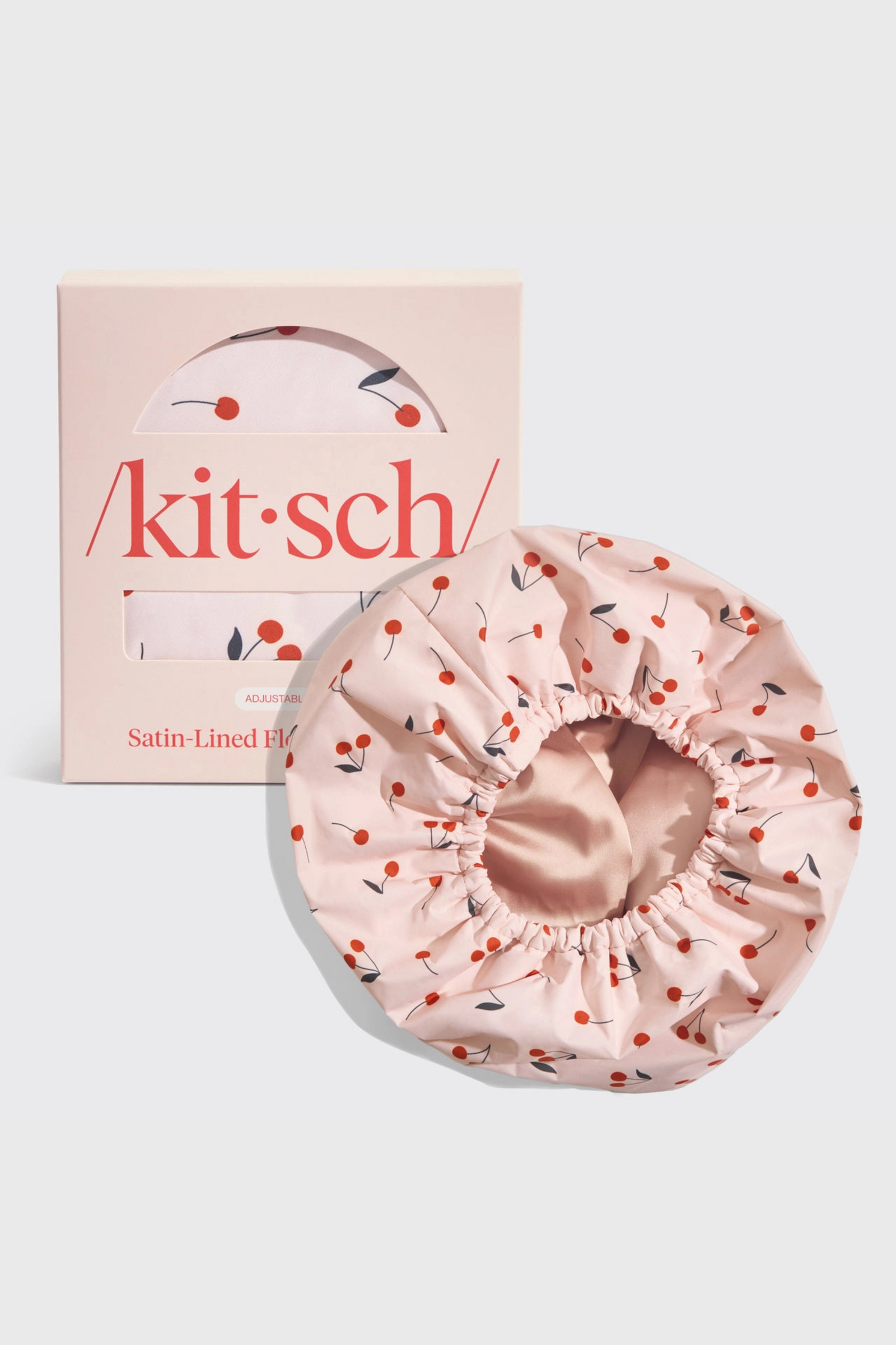 KITSCH Satin-Lined Flexi Shower Cap - Cherry