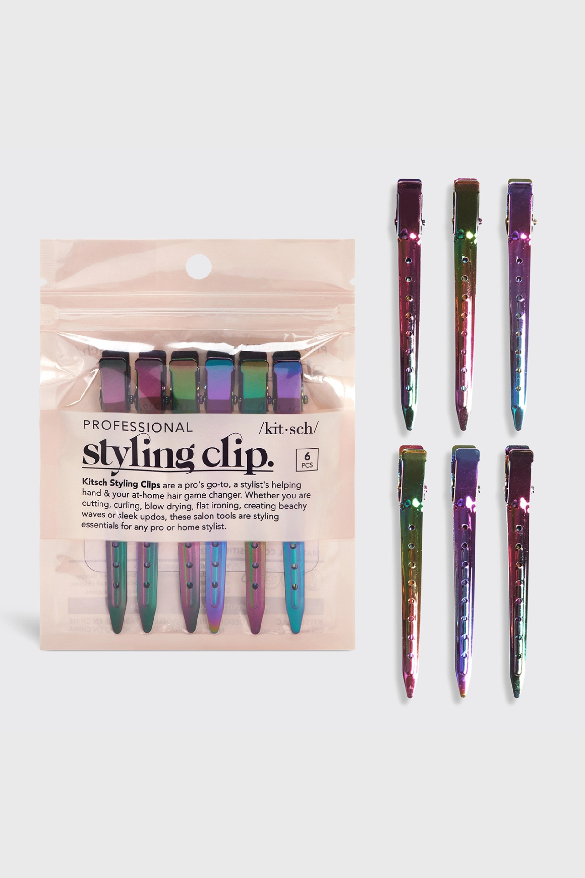 KITSCH Styling Hair Clips - Iridescent - 6 pc