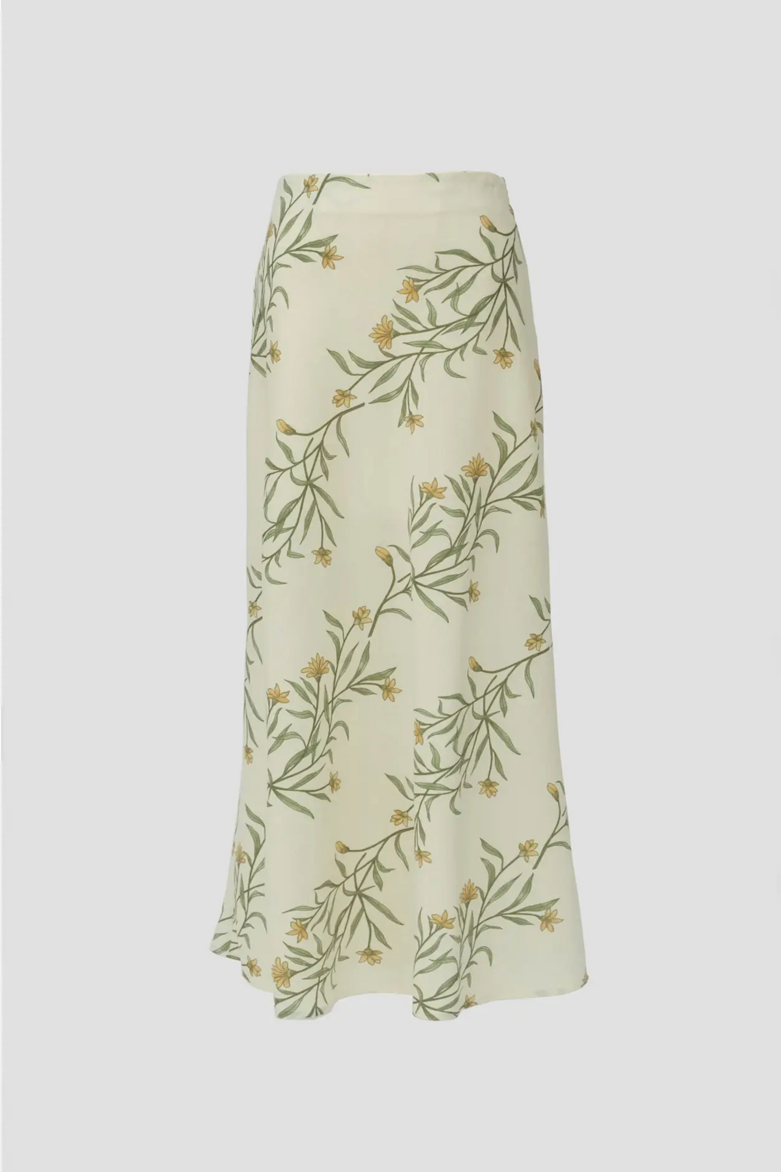 Linen Floral Print Maxi Skirt