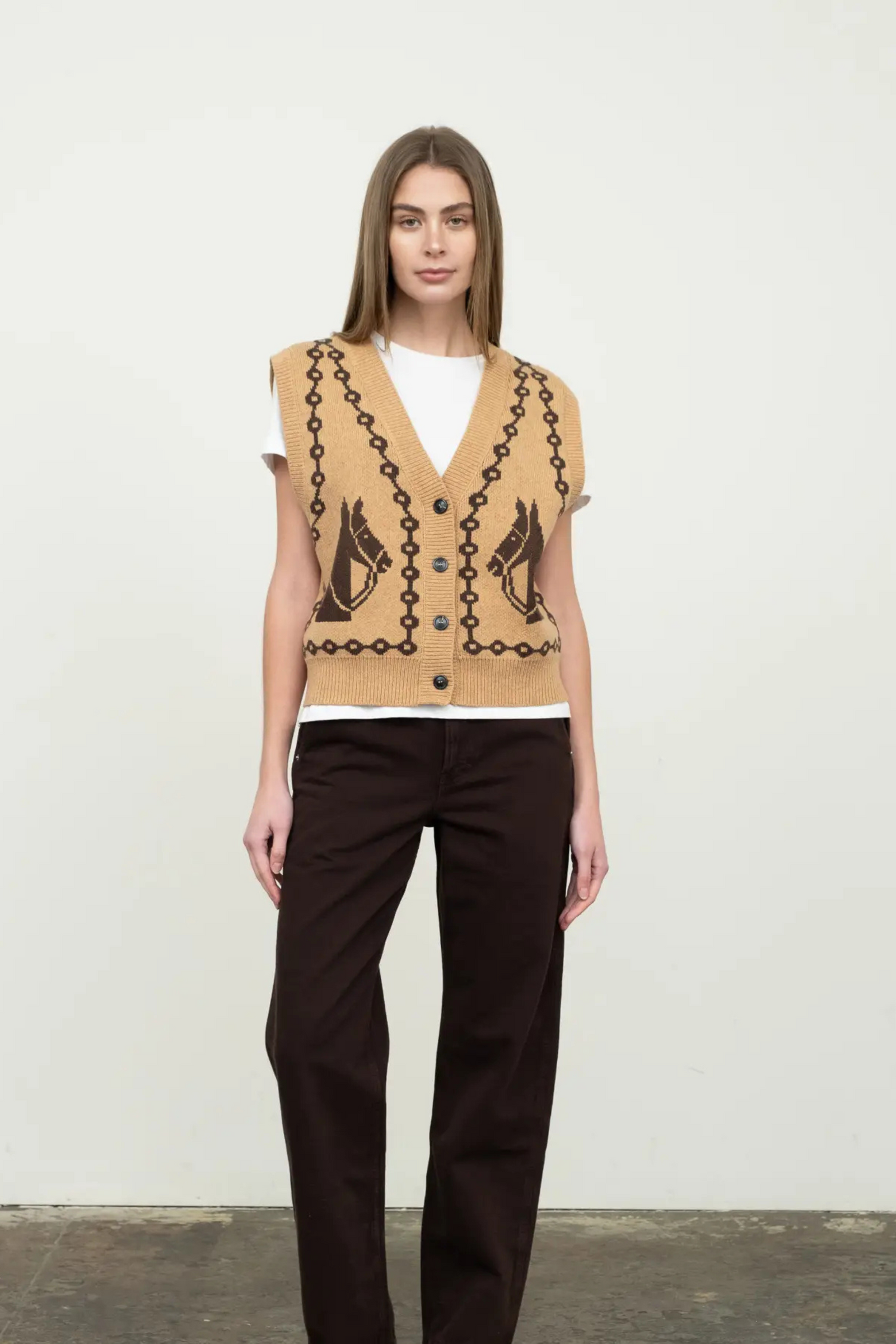 Jacquard Horse Knit Vest