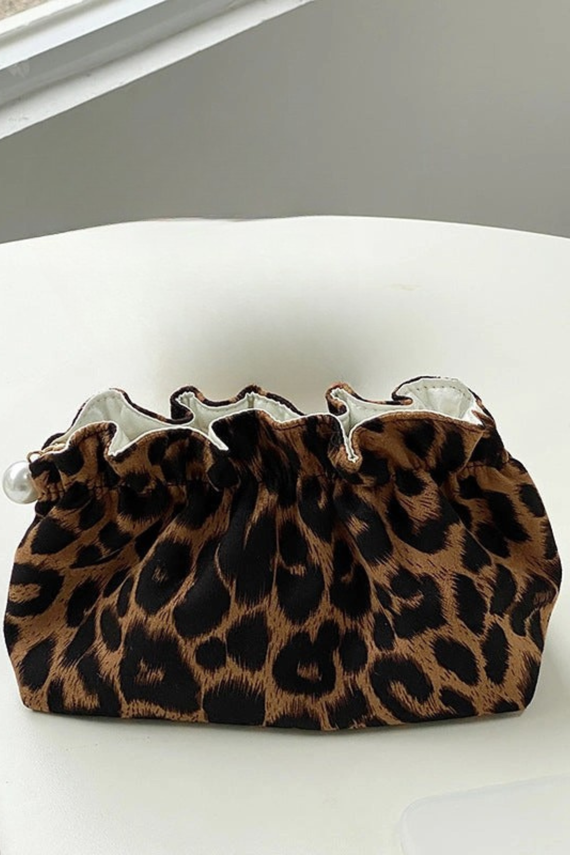 Vintage Leopard Print Cosmetic Bag - Large