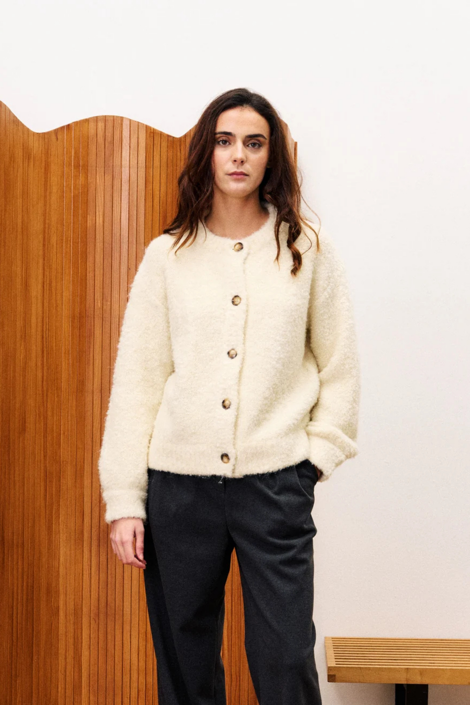 FRNCH Selkirk Cardigan - Cream