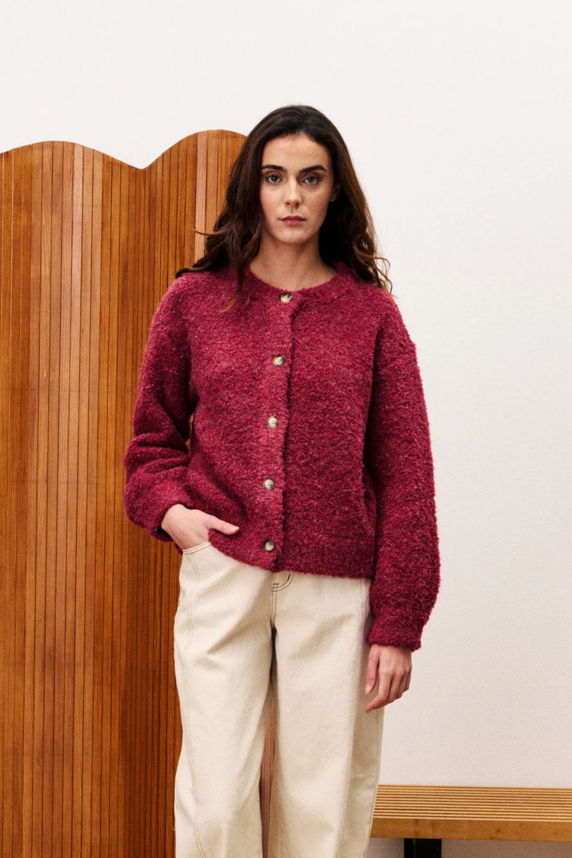 FRNCH Selkirk Cardigan - Bordeaux