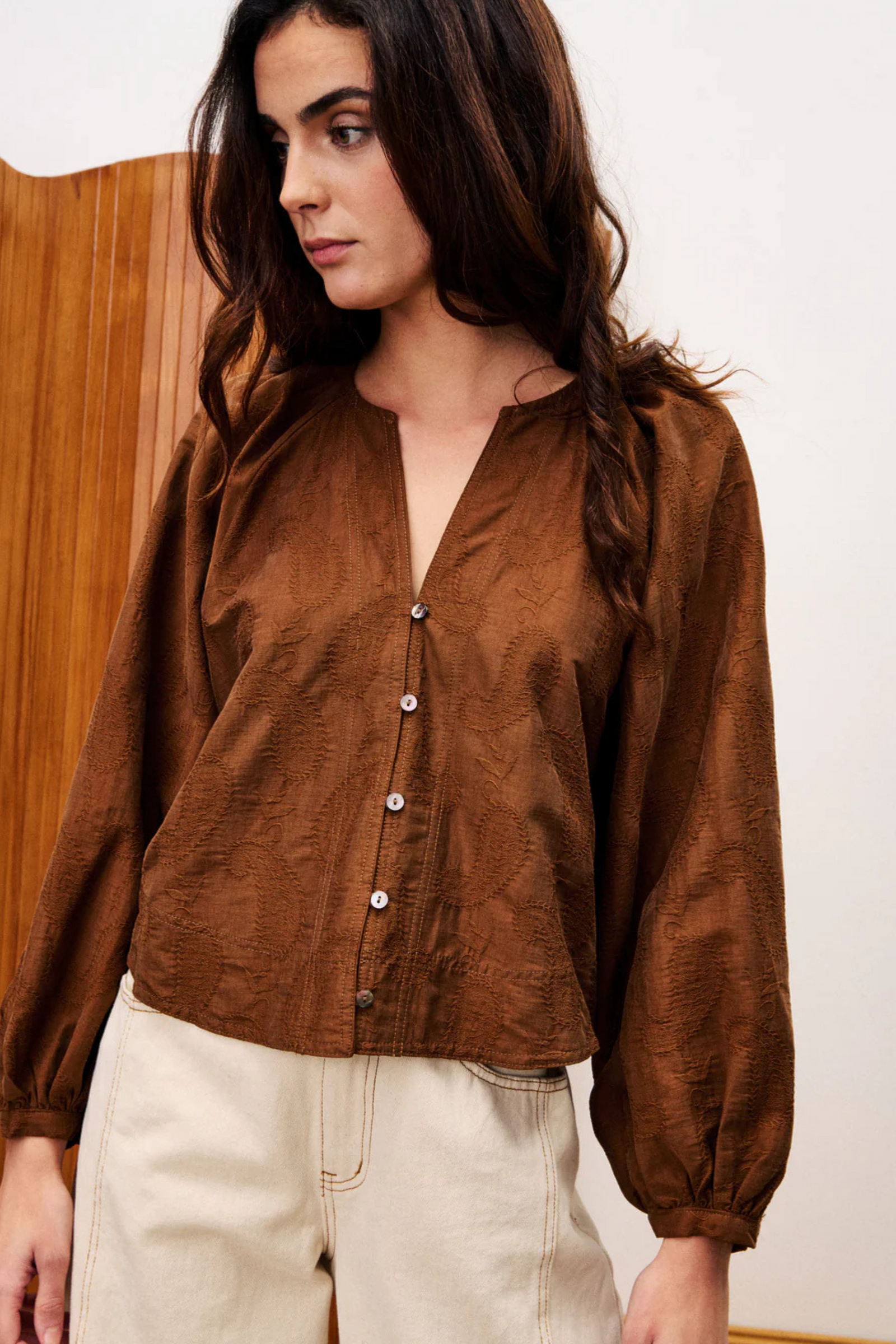 FRNCH Pensee Blouse - Brown
