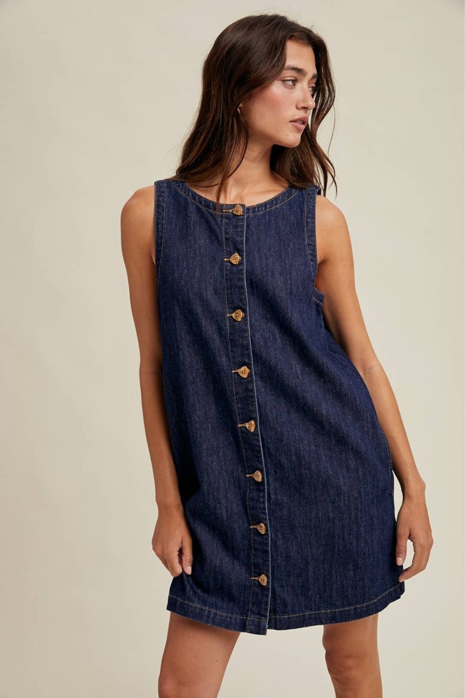 Denim Button-Up Mini Dress