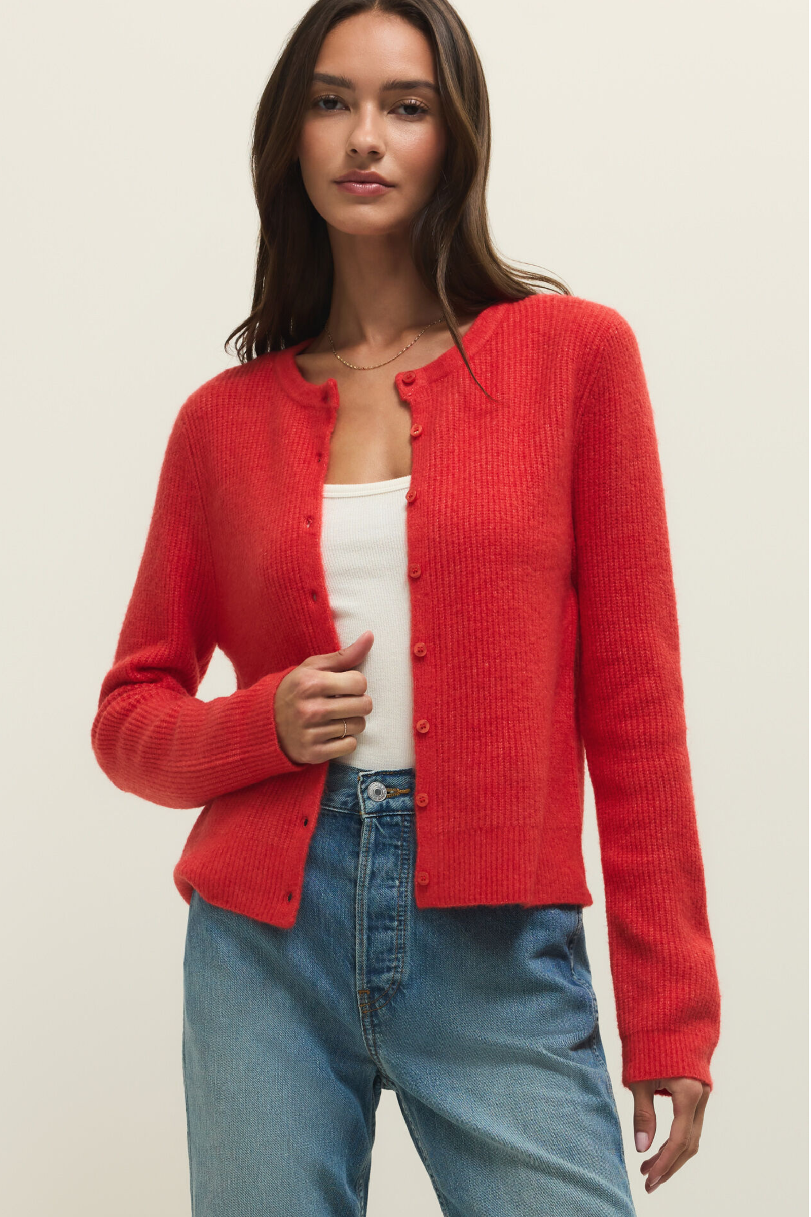 Z Supply Medina Rib Cardigan - Red Lotus