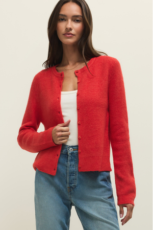 Z Supply Medina Rib Cardigan - Red Lotus