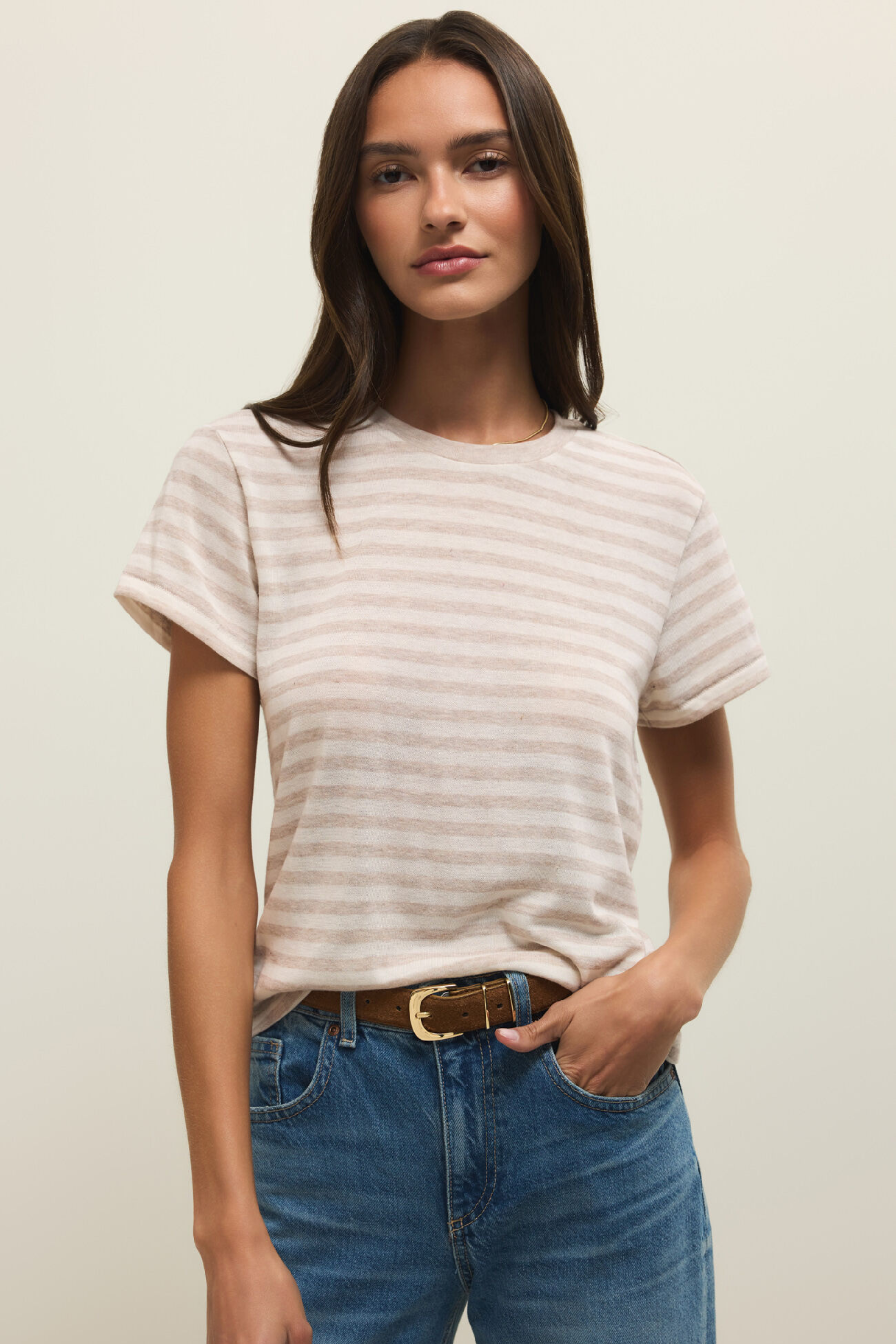 Z Supply Tourist Striped Tee - Natural Heather