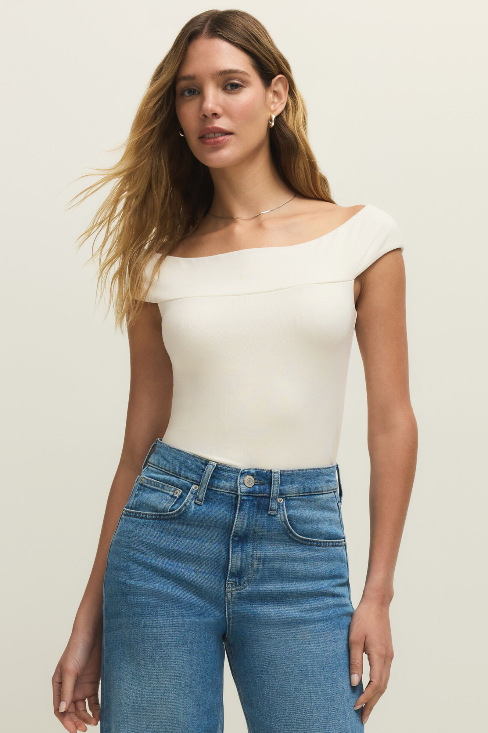 Z Supply Second Skin Off Shoulder Top - Cloud
