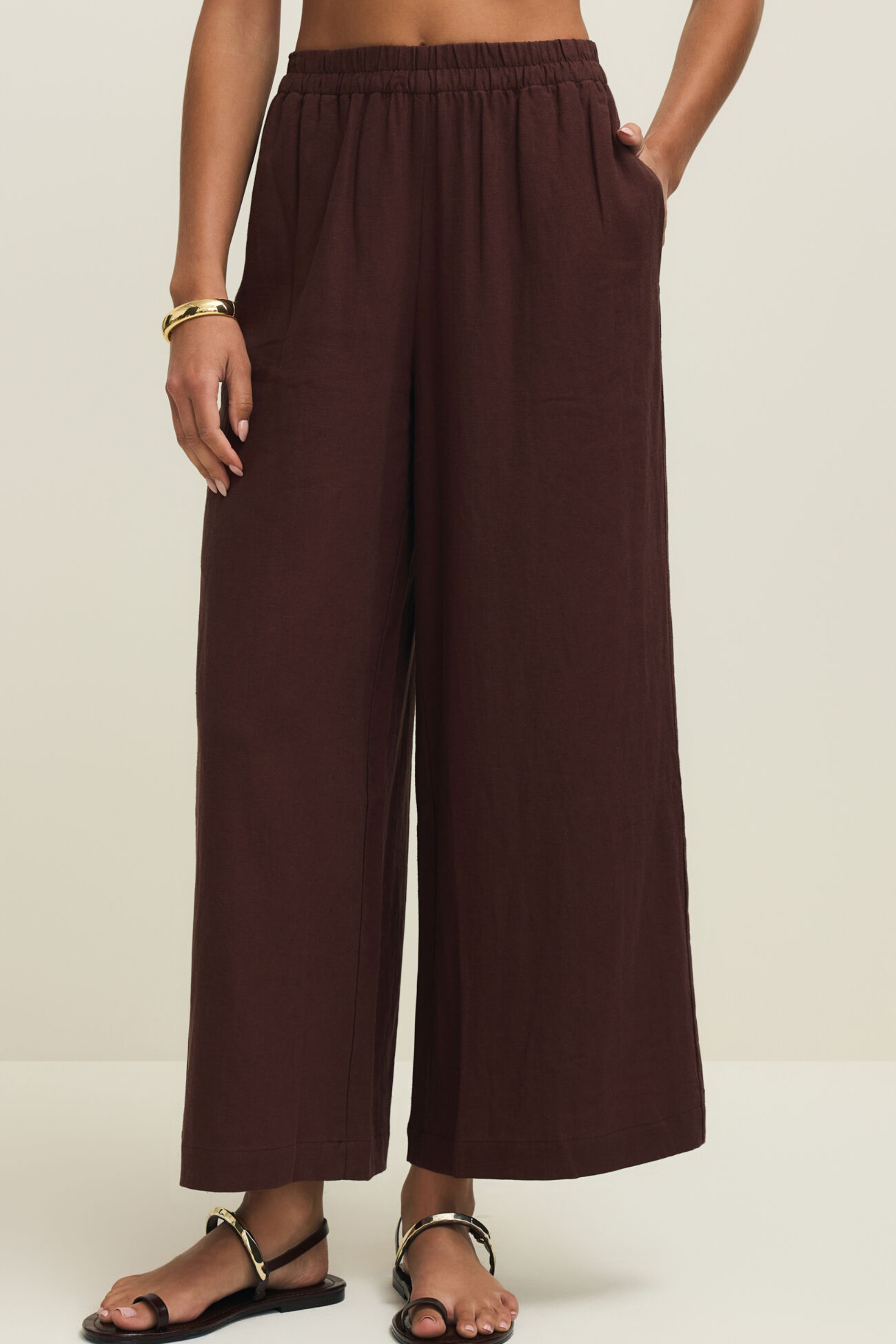 Z Supply Scout Linen Pant - Chocolate Cherry