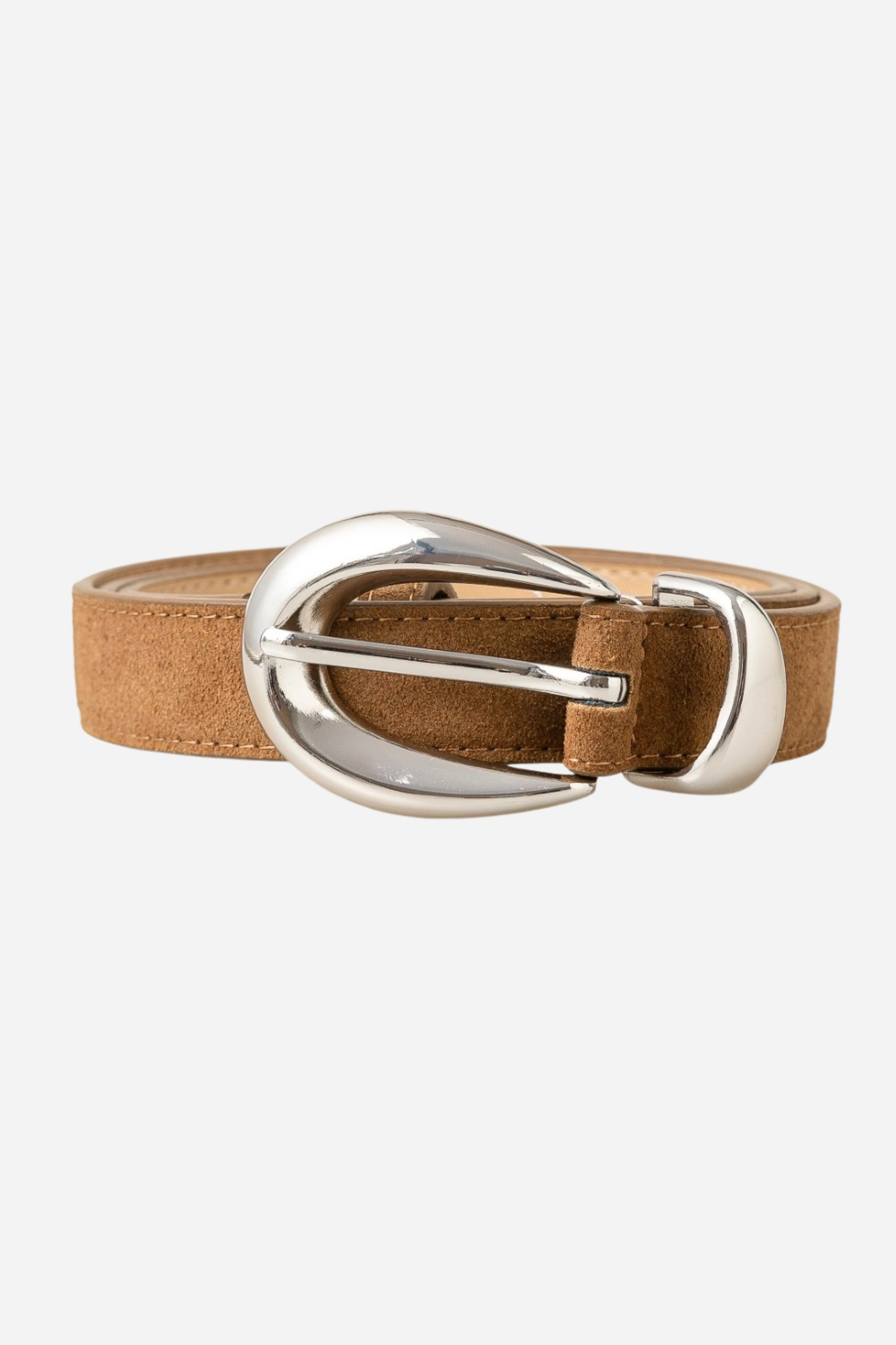 Oval Buckle Leather Belt - Brown