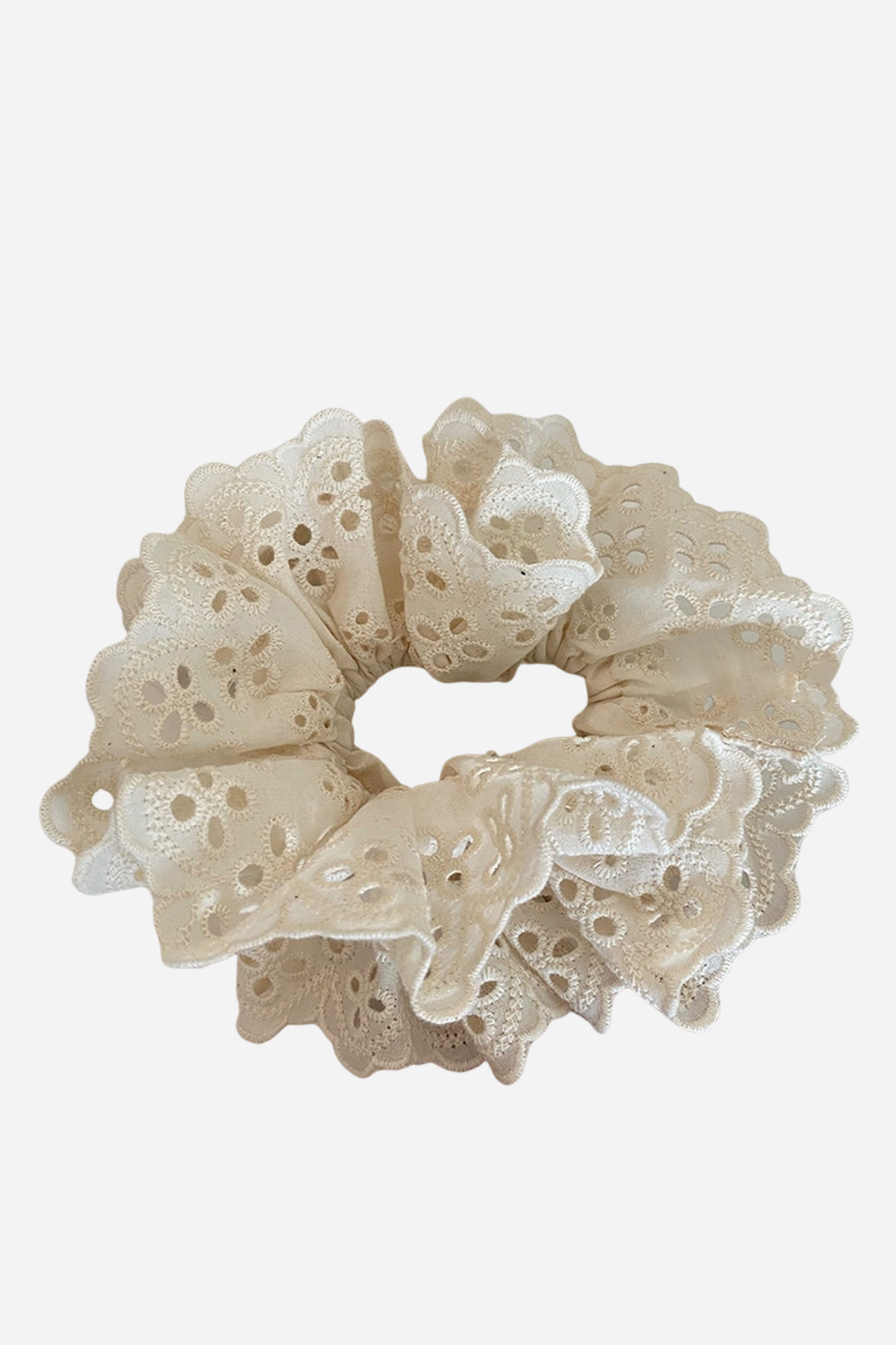 Eyelet Lace Scrunchie - White