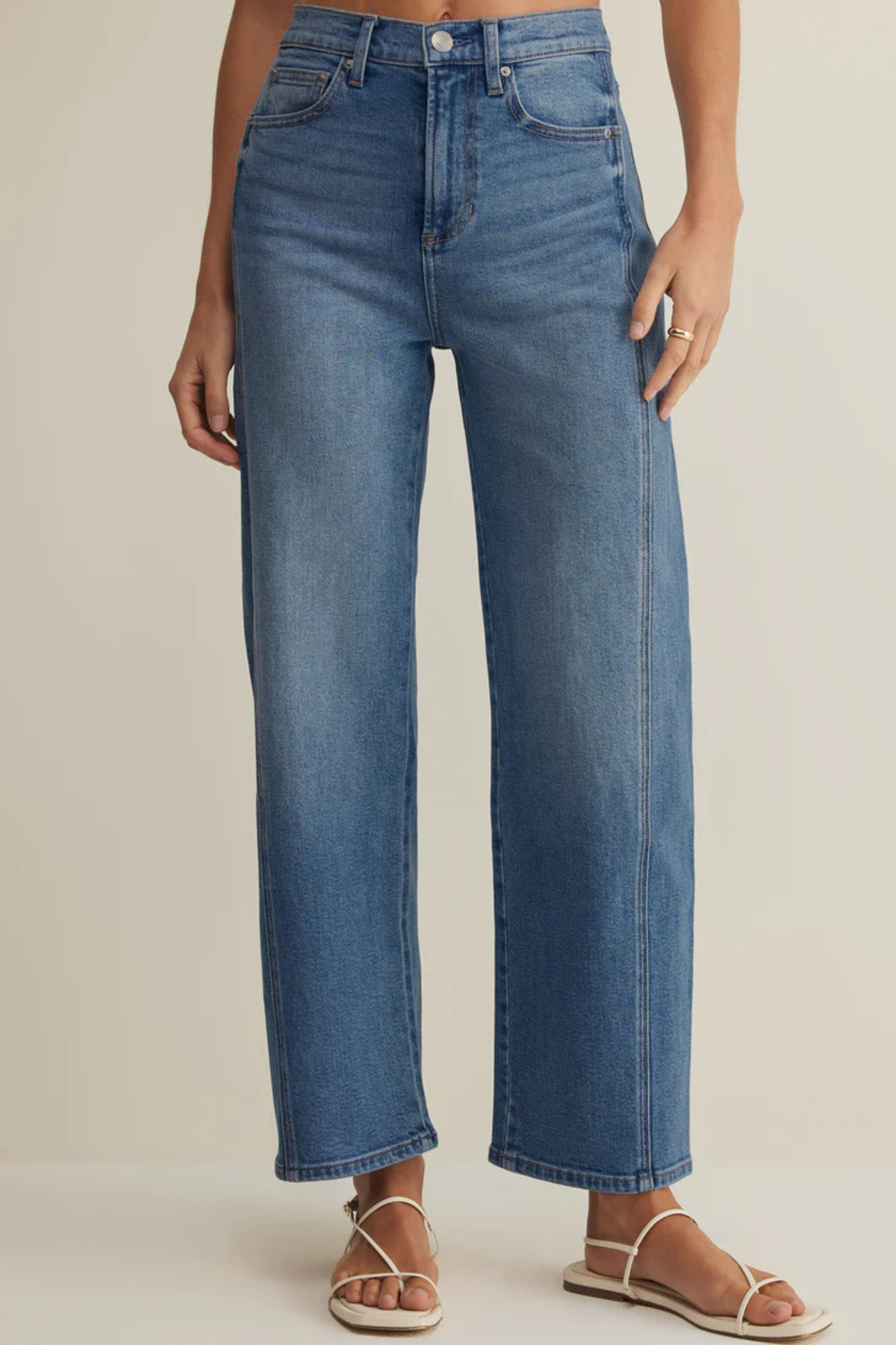 Z Supply Luna High Rise Bowed Crop Jeans - Eternity