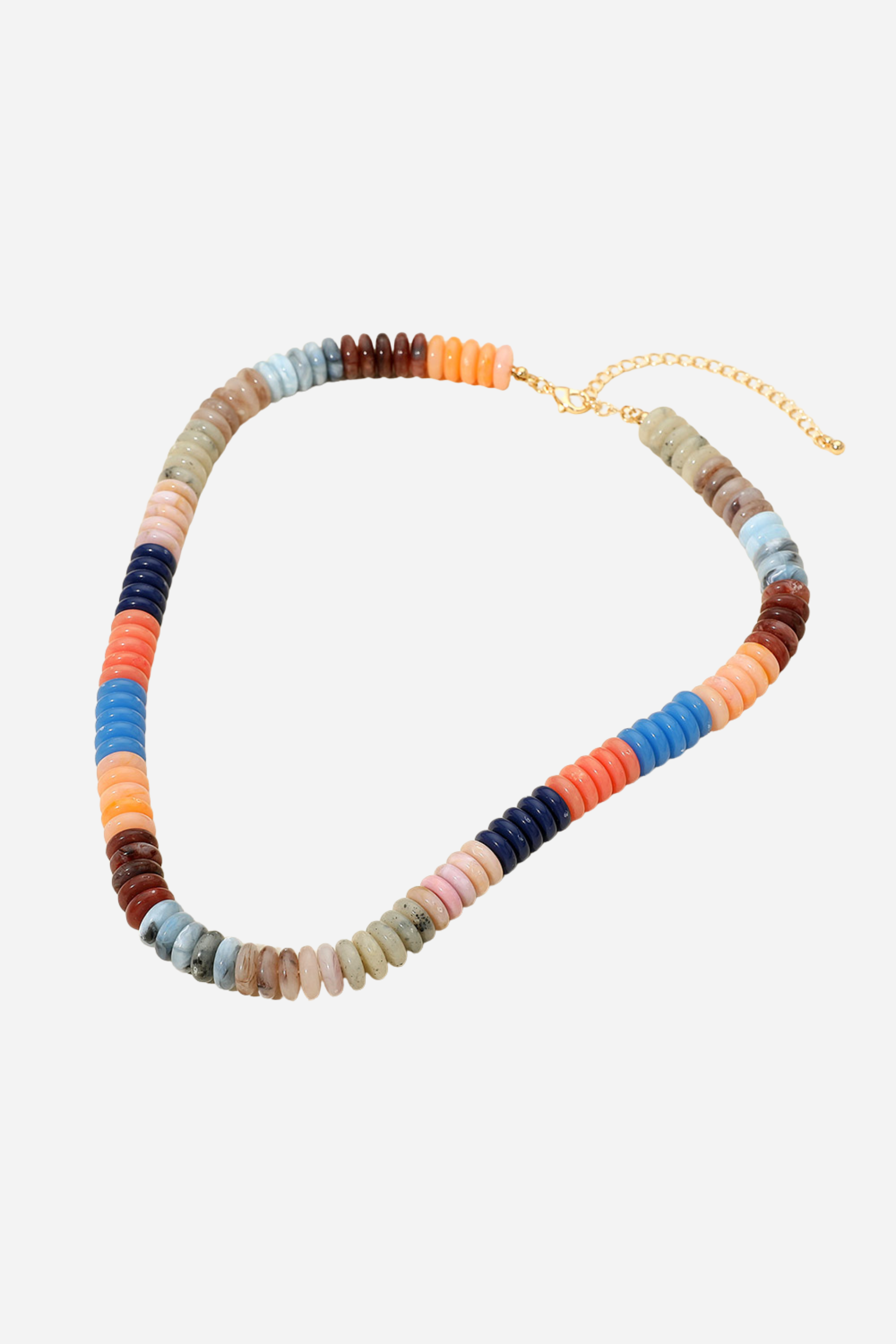 Flat Disc Beaded Necklace - Rainbow Multi