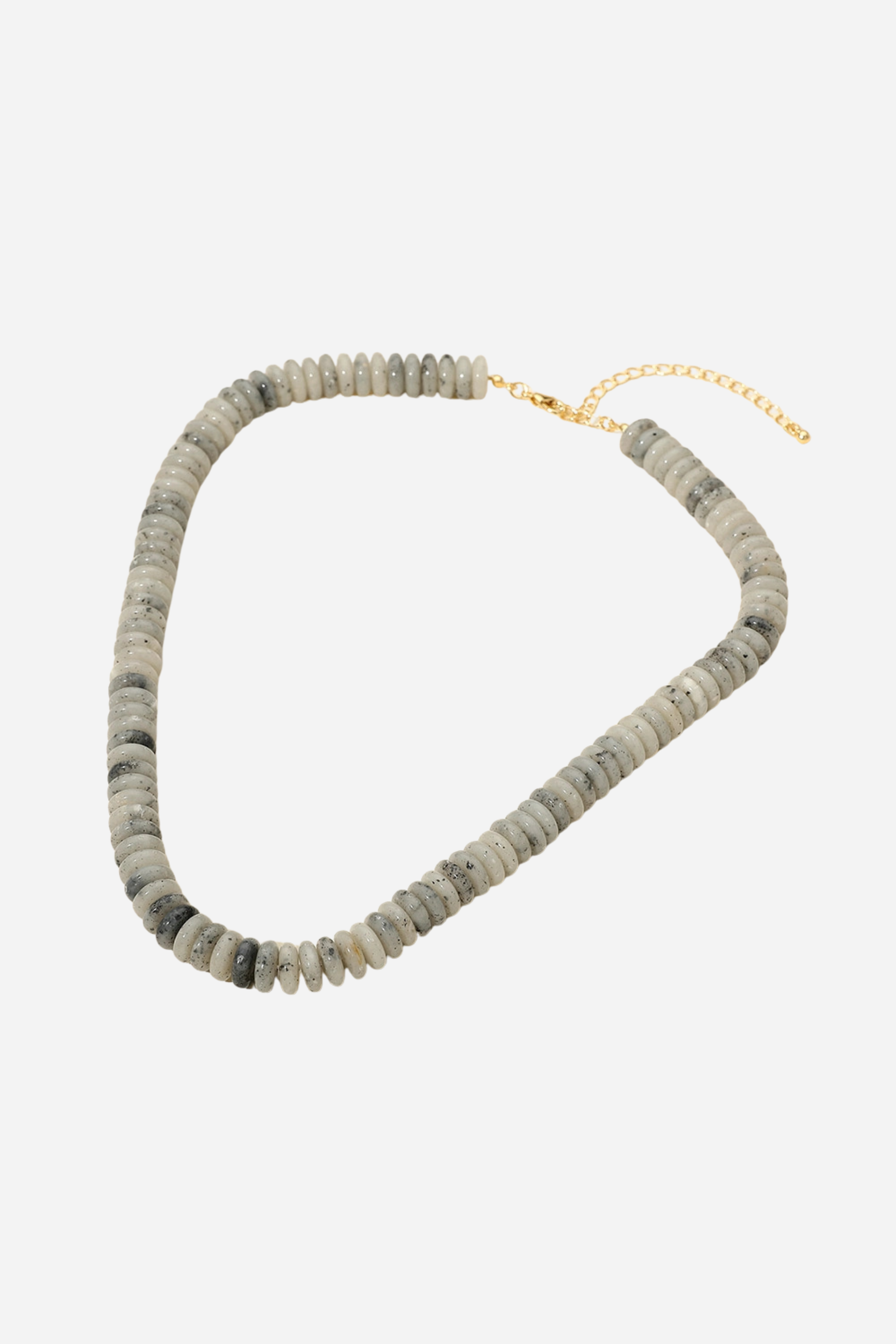 Flat Disc Beaded Necklace - Gold Gray