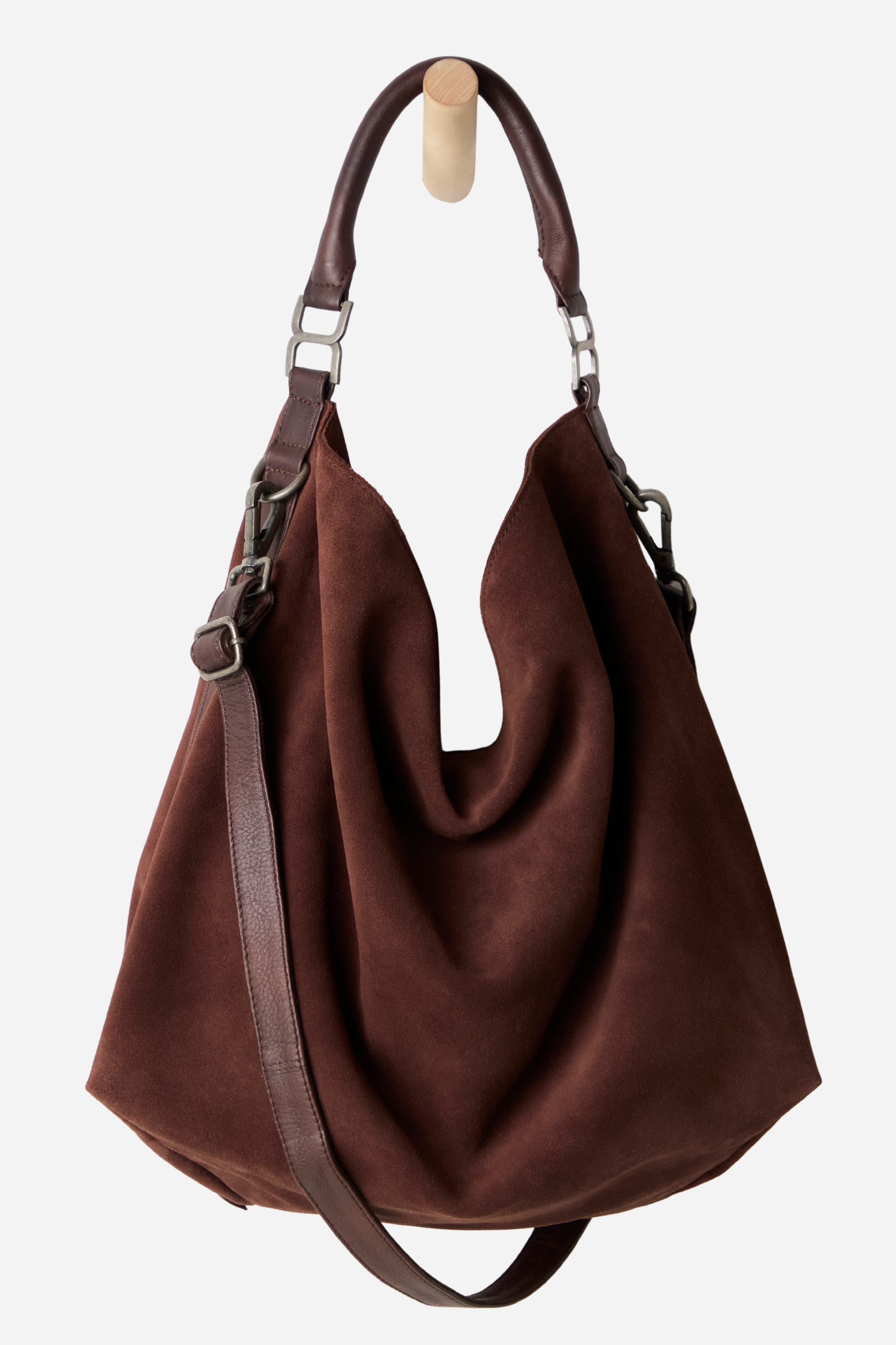 Free People Suzie Suede Slouch Tote - Espresso
