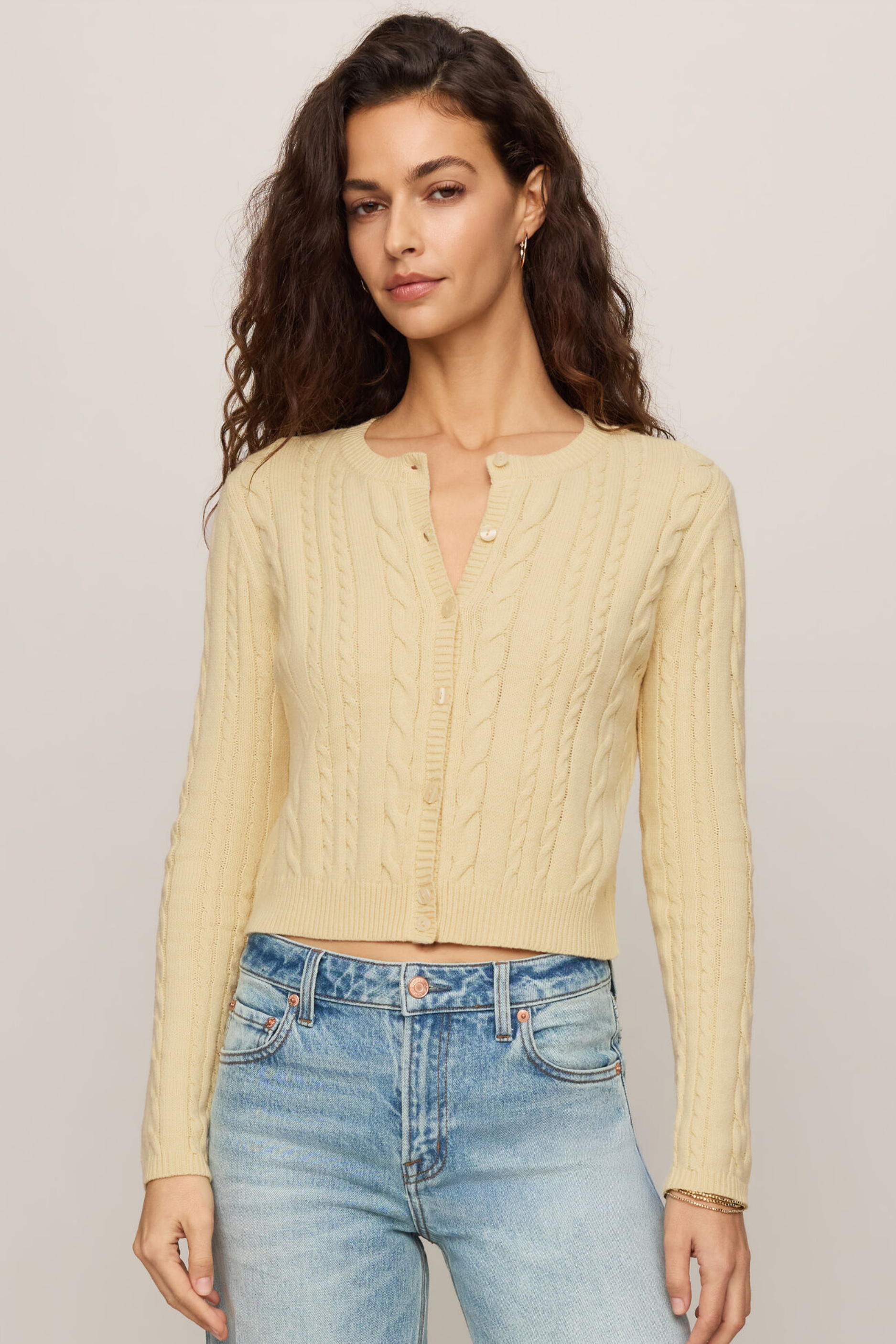 Z Supply Cera Long Sleeve Cardigan - Lemon Chiffon