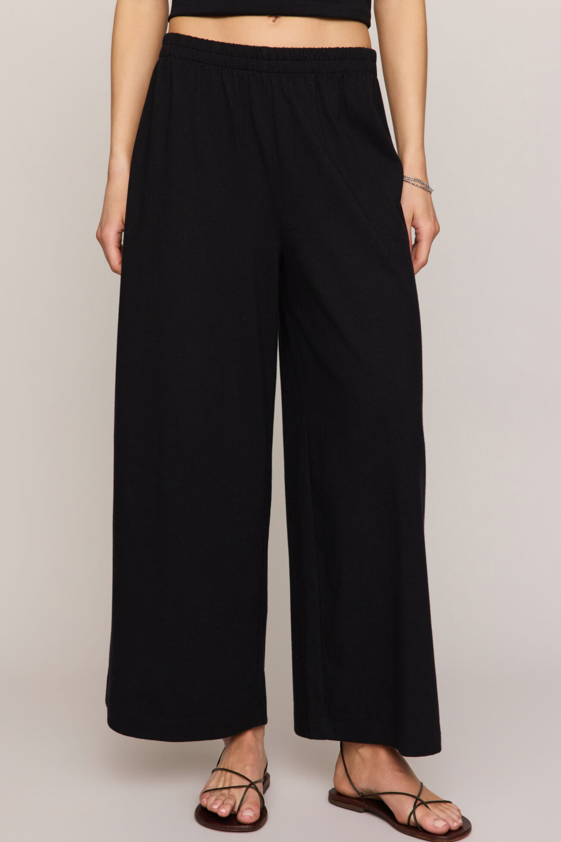 Z Supply Scout Jersey Crop Flare Pant - True Black
