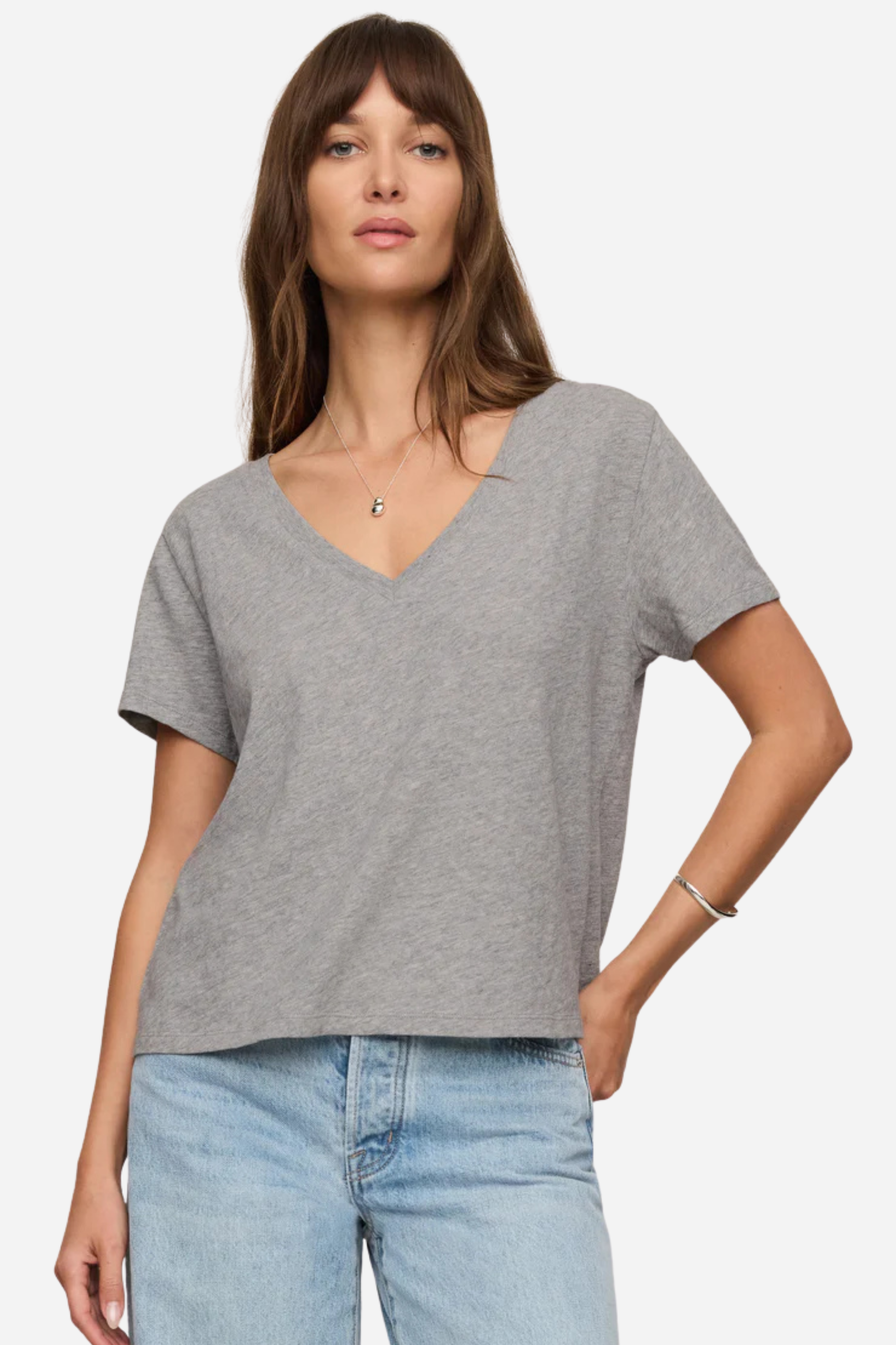 Z Supply Nomad V Neck Tee - Heather Grey