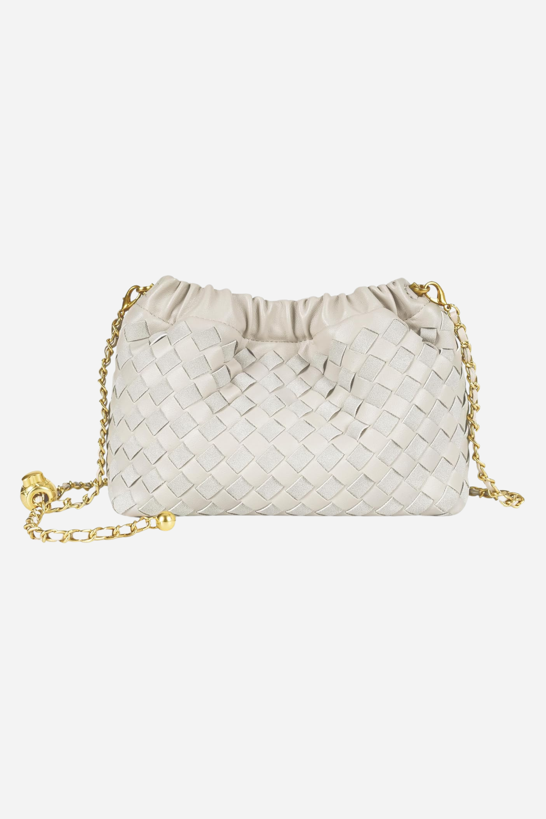 Cloud Woven Shoulder Bag - Beige Suede