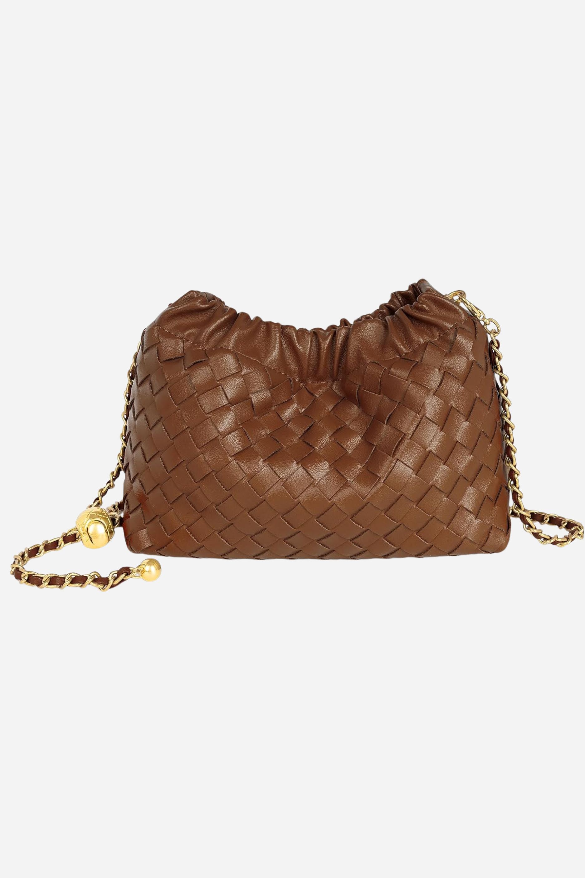 Cloud Woven Shoulder Bag - Cognac Brown