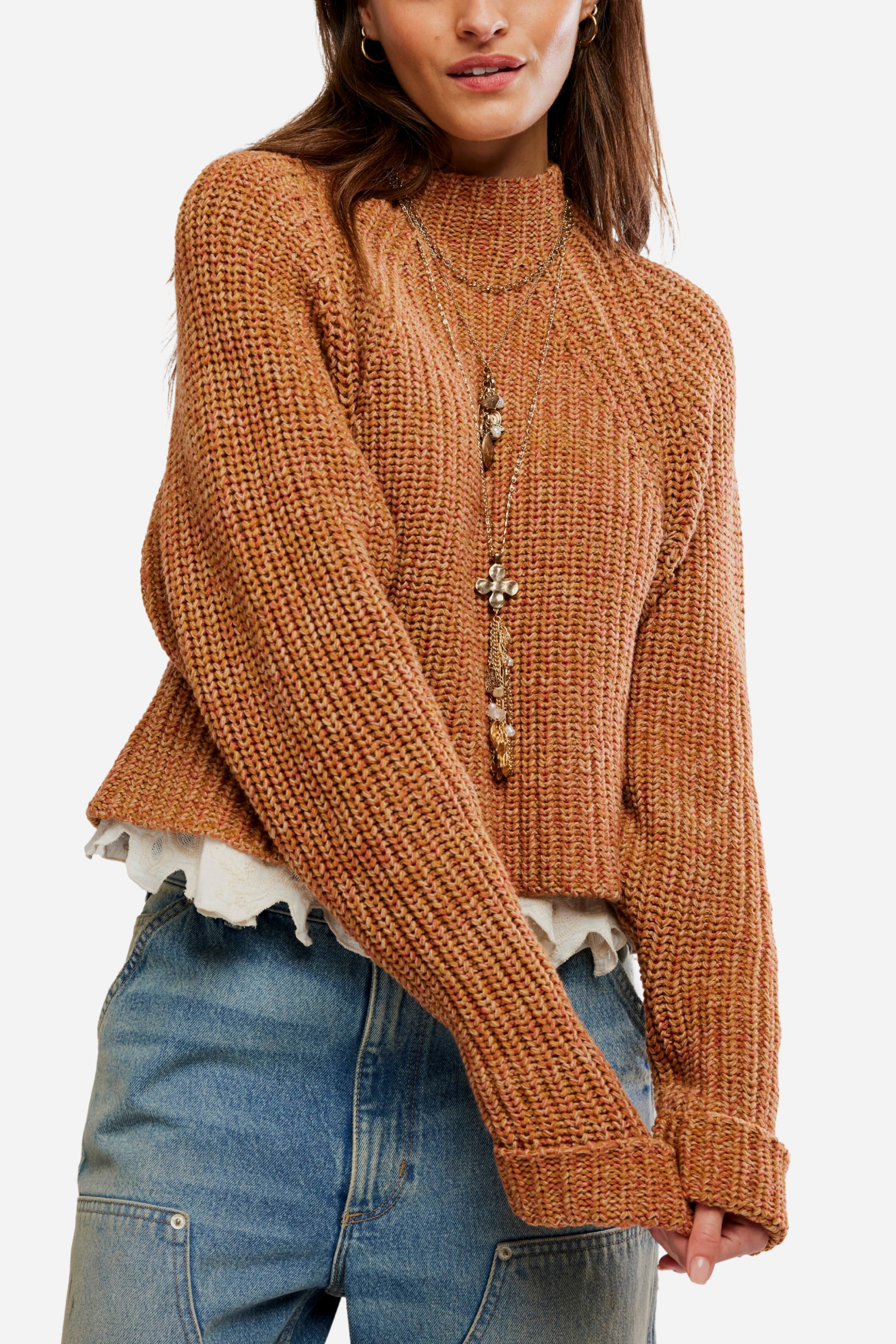 Free People Low Tide Pullover - Cinnamon Spice
