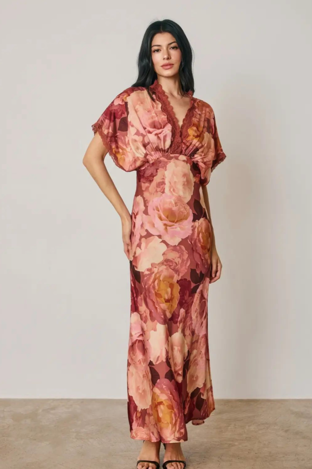 Floral Lace Trim Dress
