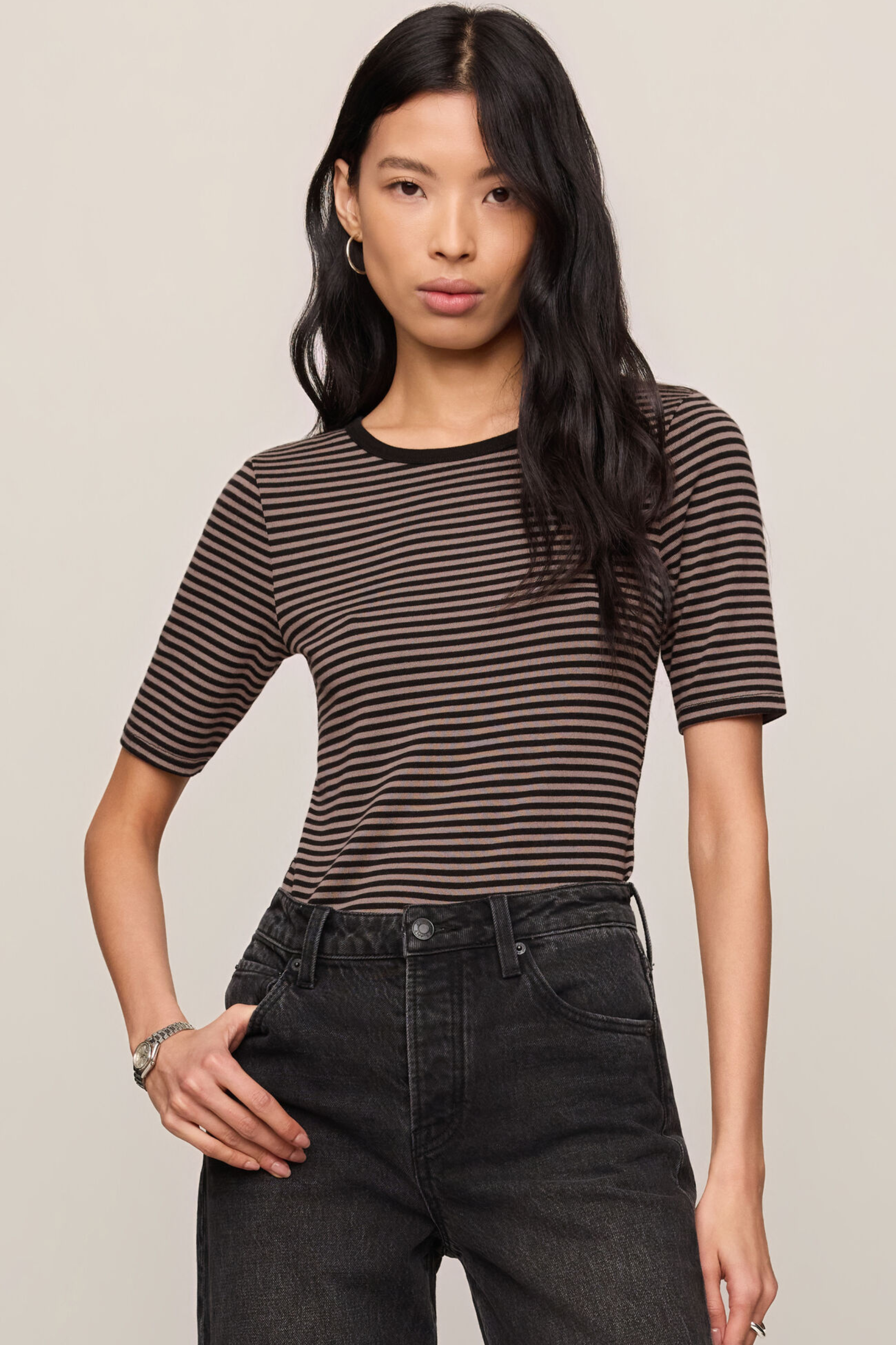 Z Supply - Freida Striped Tee - Wild Mushroom