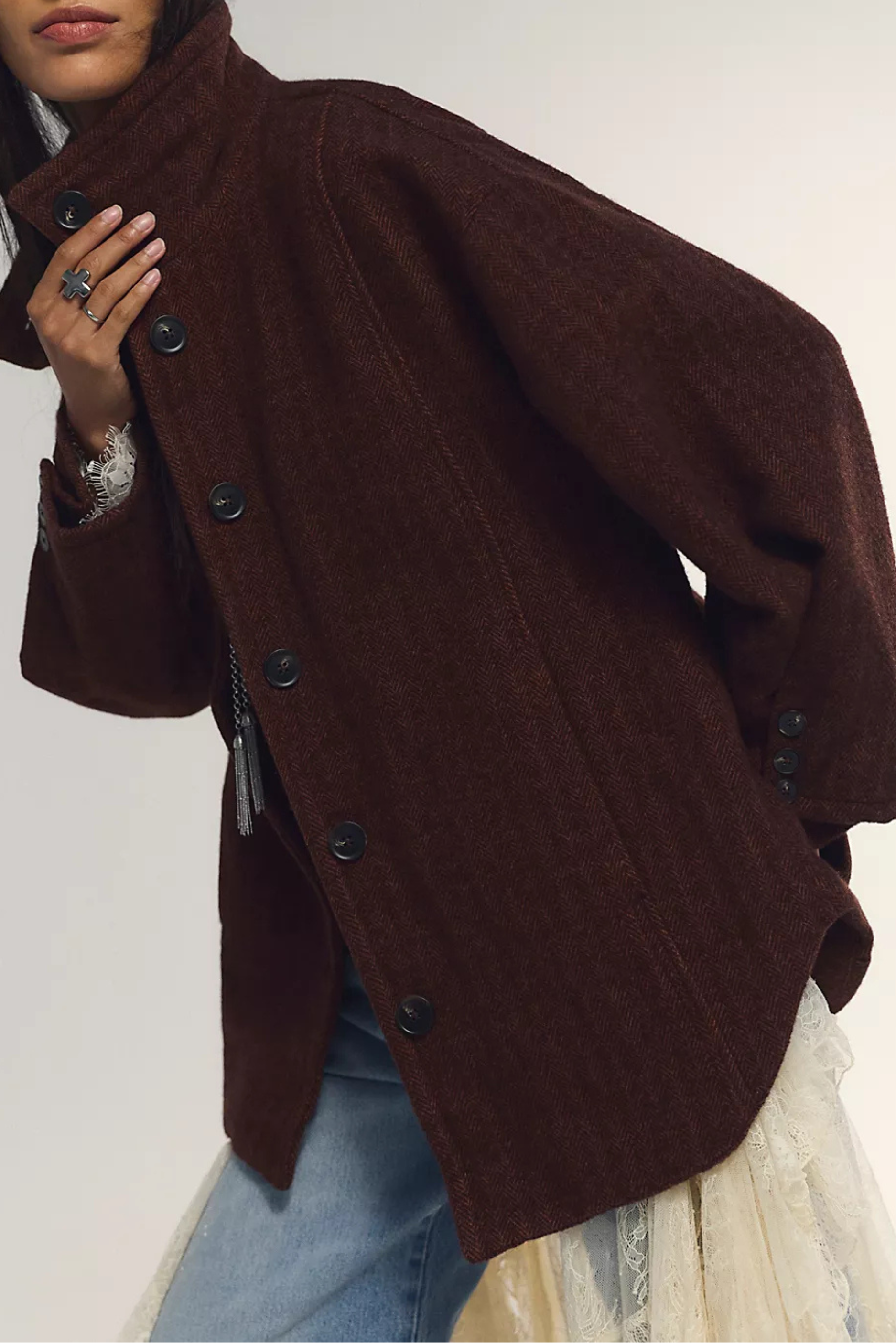 Free People - Beau Cocoon Coat - Brown Combo