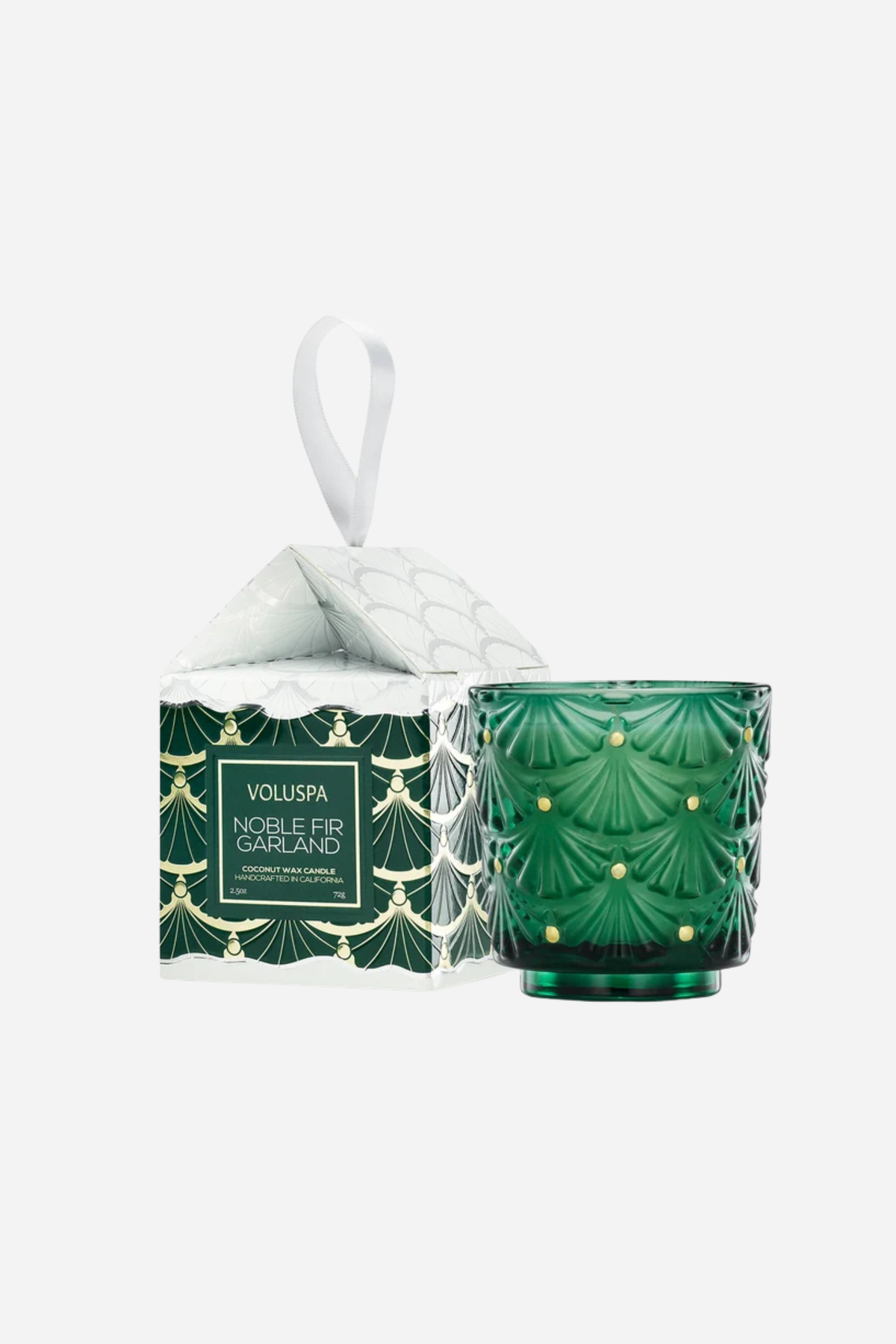 Voluspa Boxed Pedestal Ornament Candle - Noble Fir Garland