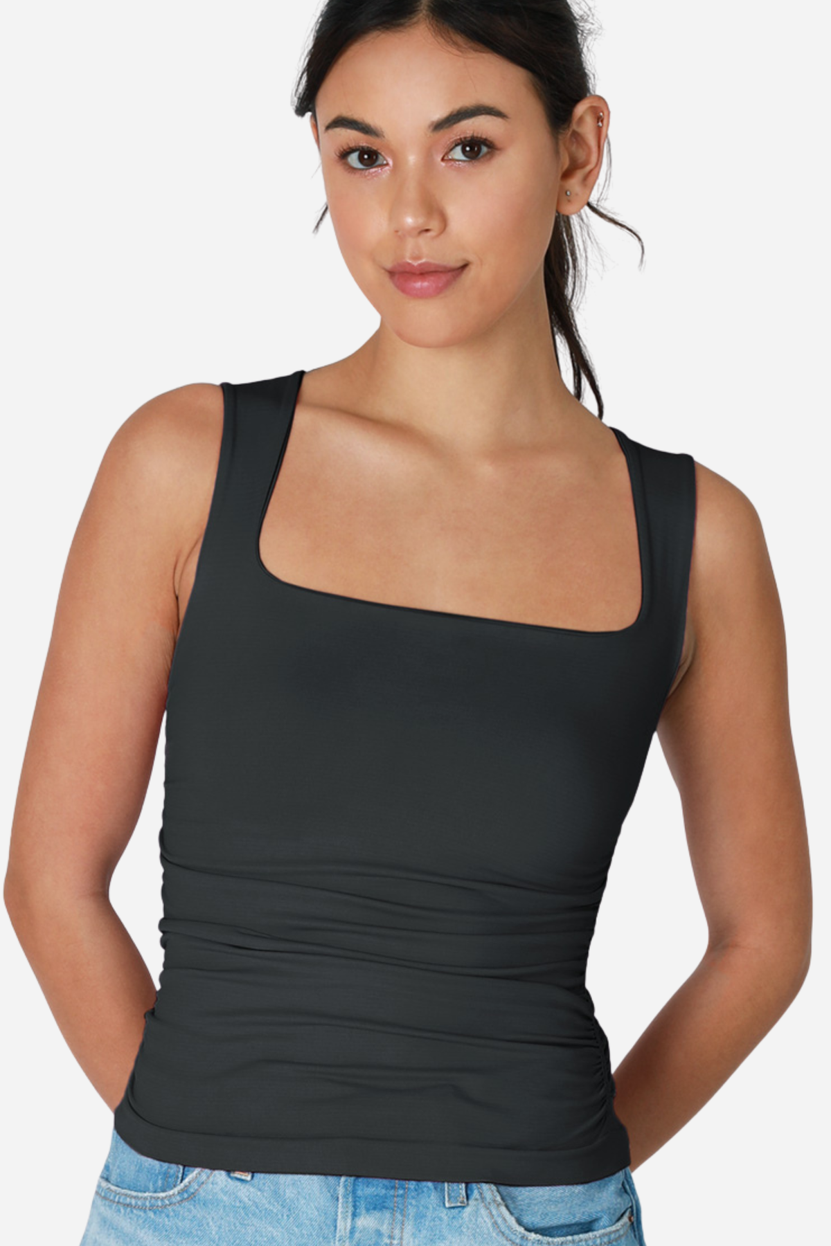 Clean Line Square Tank Top - Black