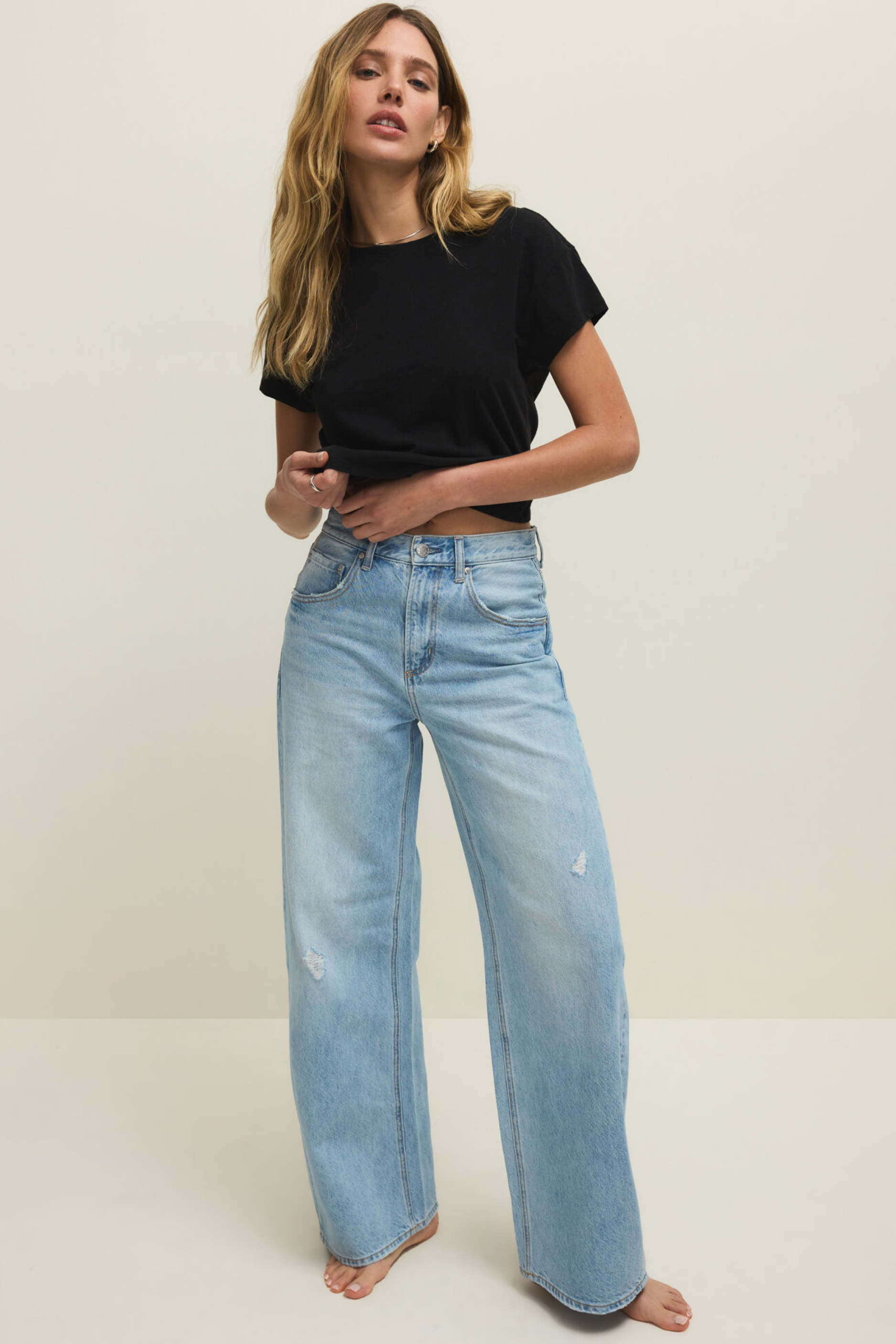 Z Supply Remi High Rise Bowed Jeans - Cove