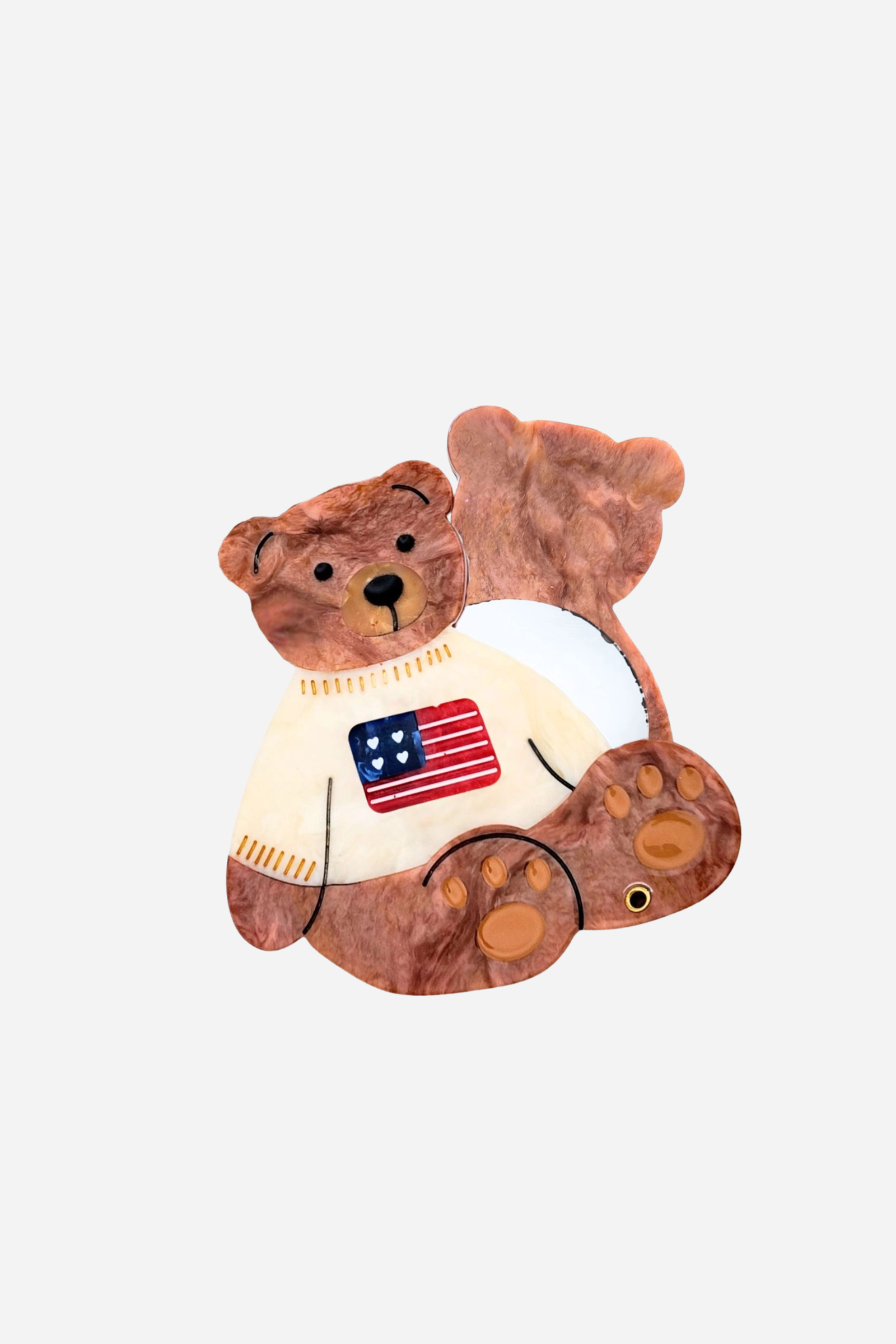 Americana Teddy Bear Compact Mirror