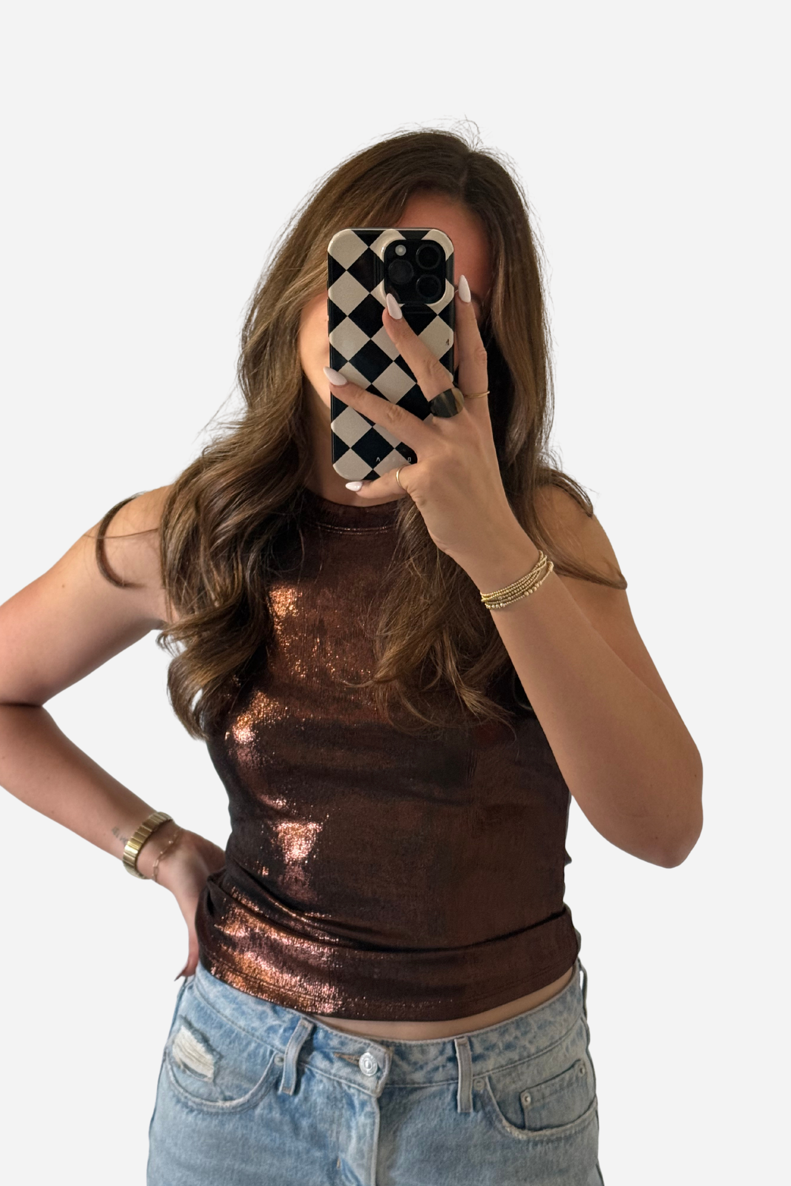 Glitter Tank Top - Brown