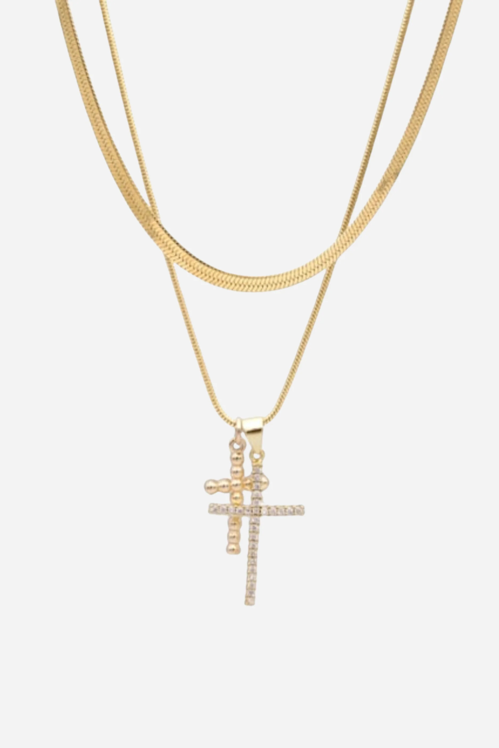 Farrah B Double Crossed 2 Layer Necklace