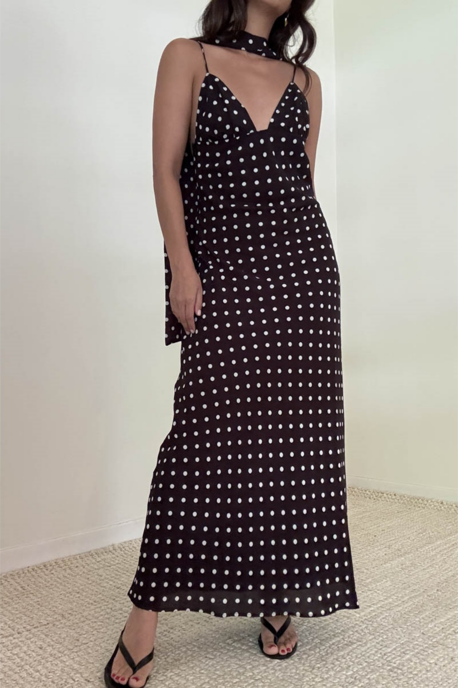 Polka Dot Chiffon Maxi Dress
